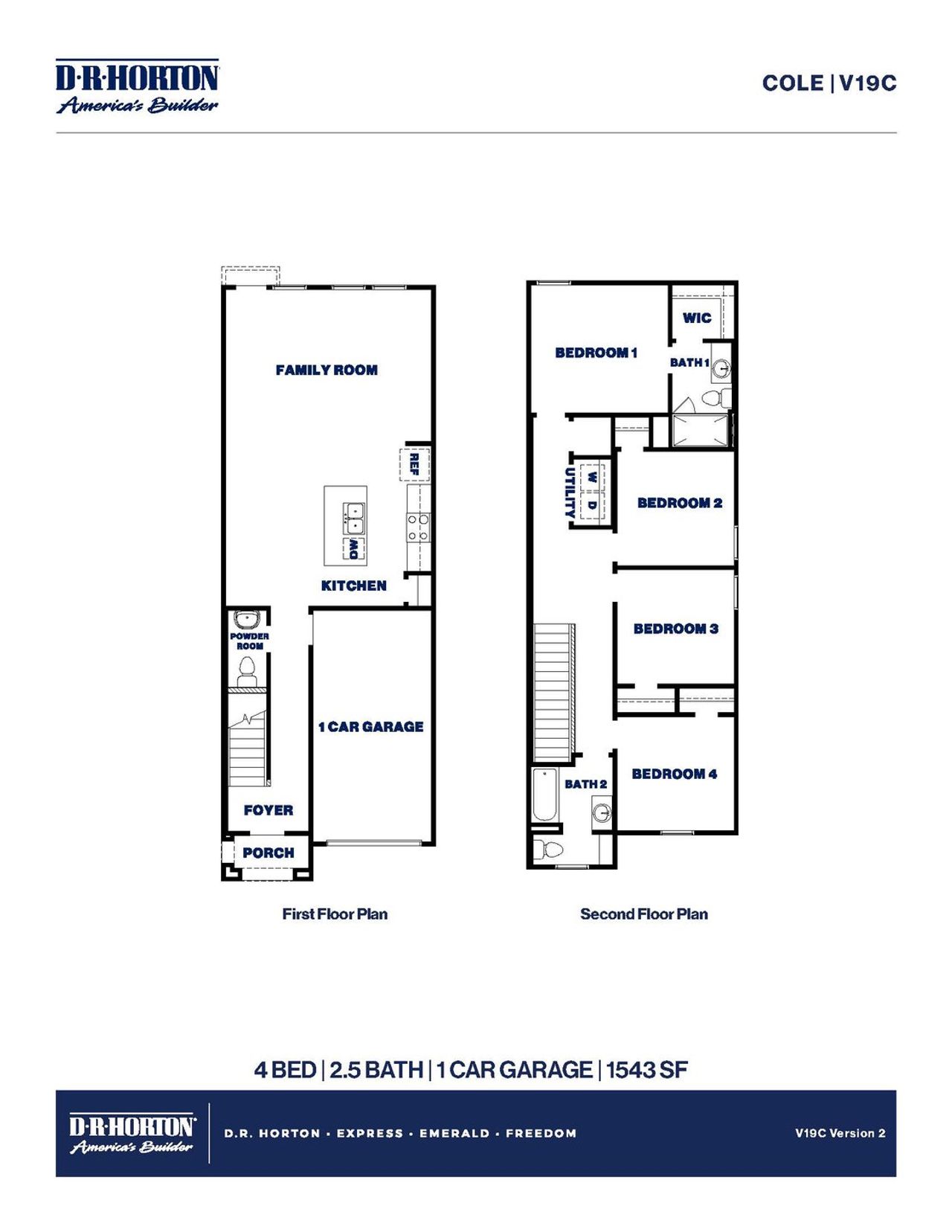 2D floor plan layout of this home in The Villas at Legacy Park, Houston, TX (Image 2).