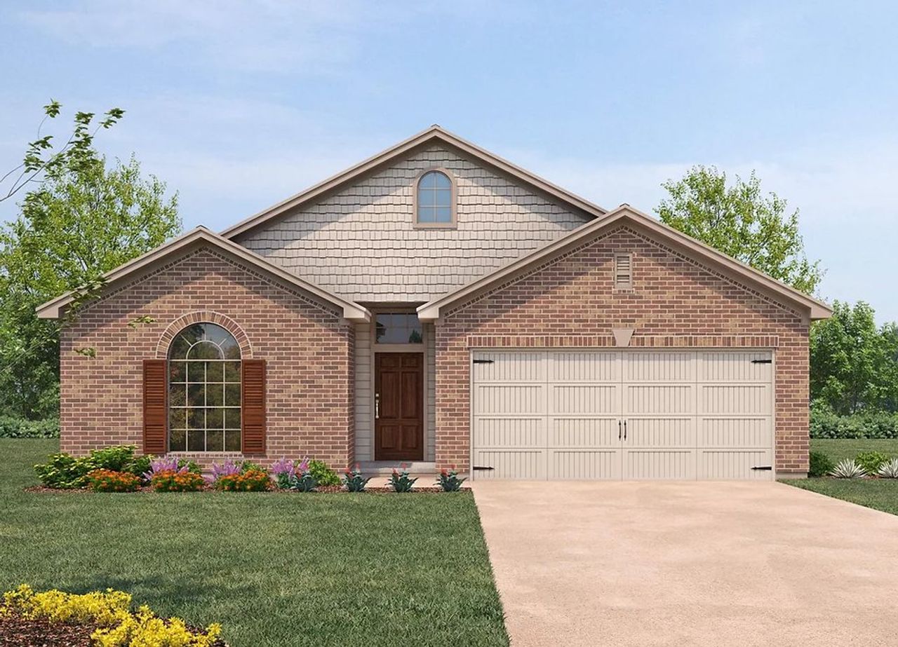 Representative exterior photo of a completed home built from the Harris by Kendall Homes in Columbia Lakes, West Columbia, TX (Image 2).
