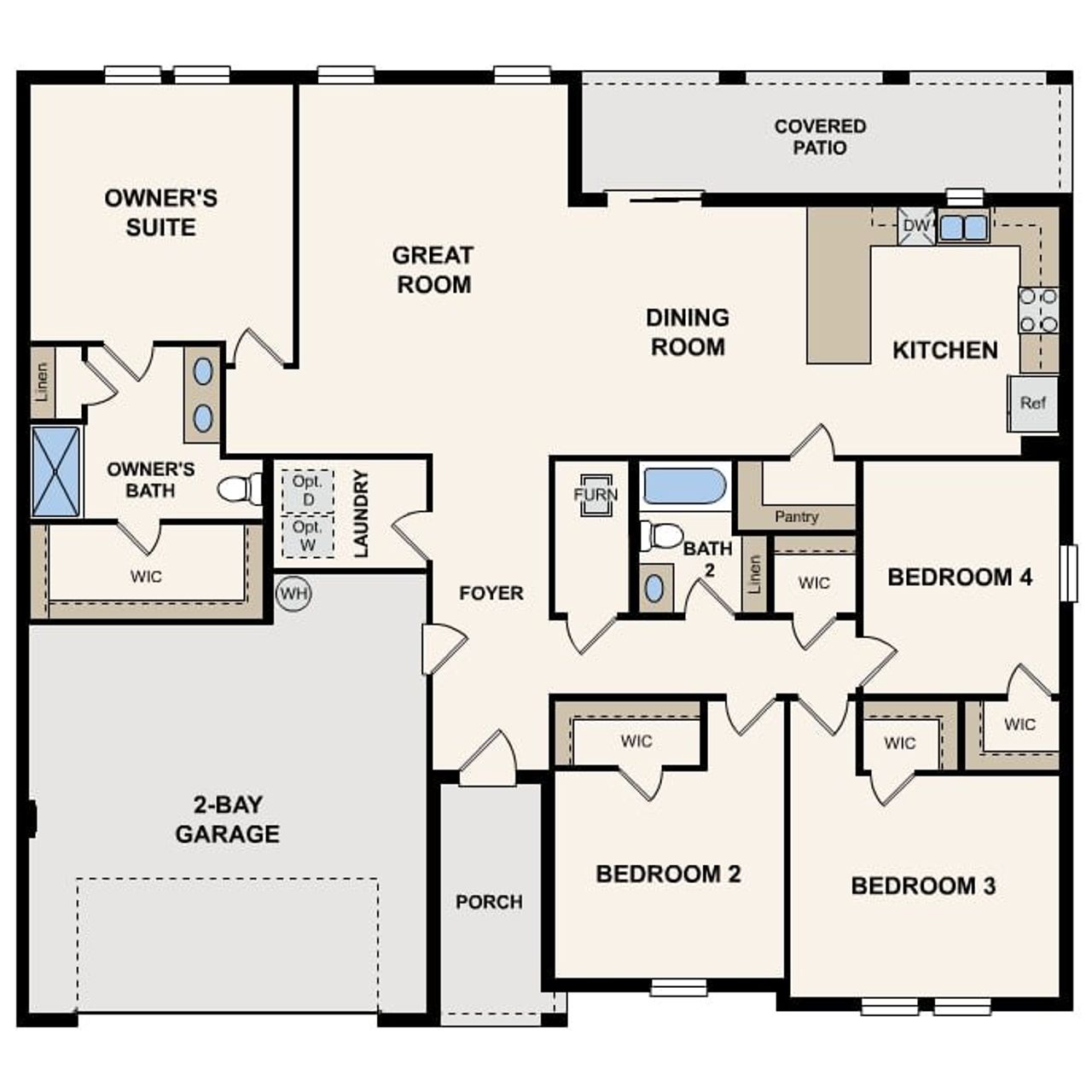 2D floor plan layout for the Rowell by Century Complete in Sable Run, Ocala, FL (Image 2).