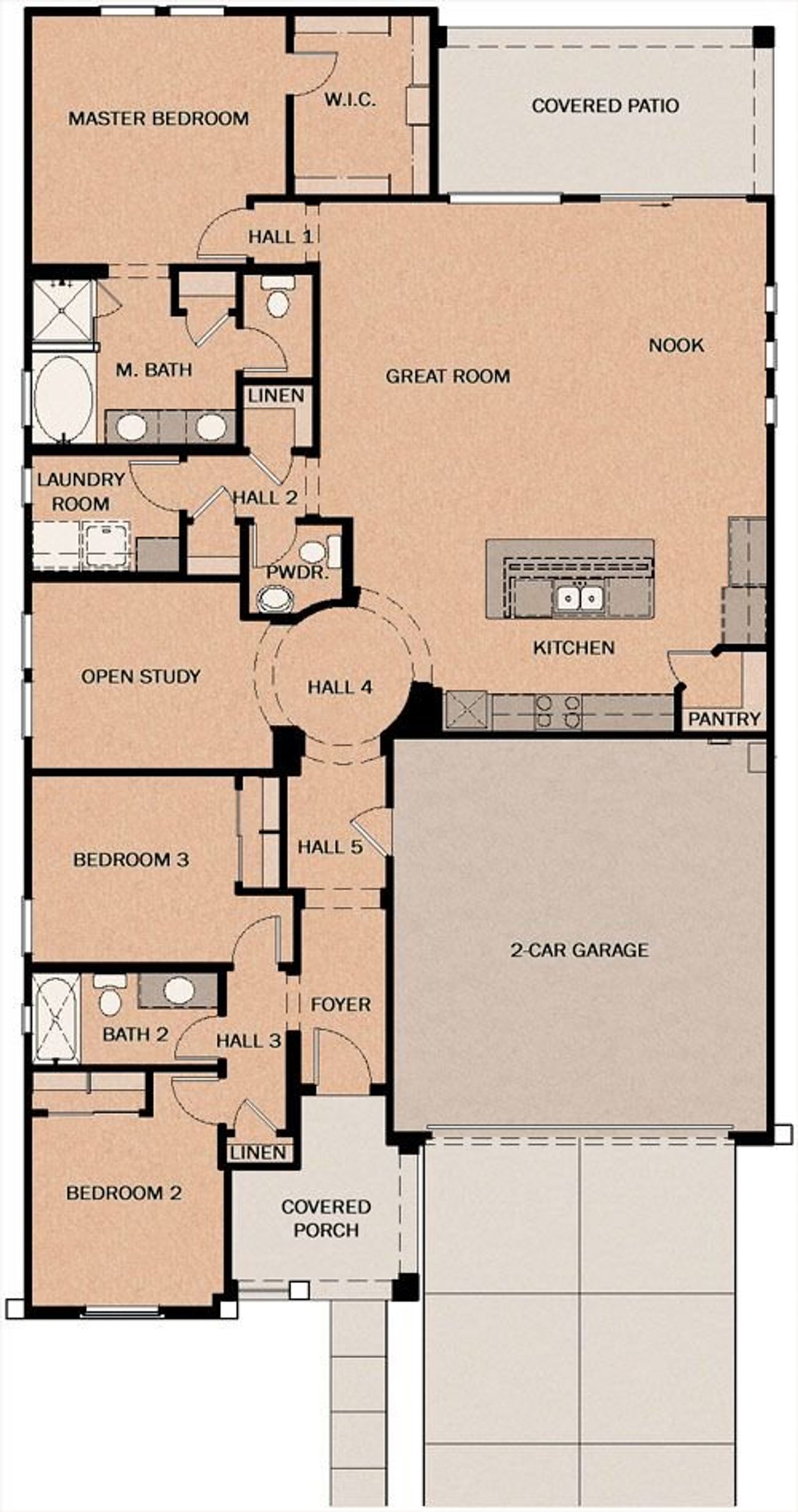 2D floor plan layout of this home in Sierra Nevada at Prasada, Surprise, AZ (Image 2).