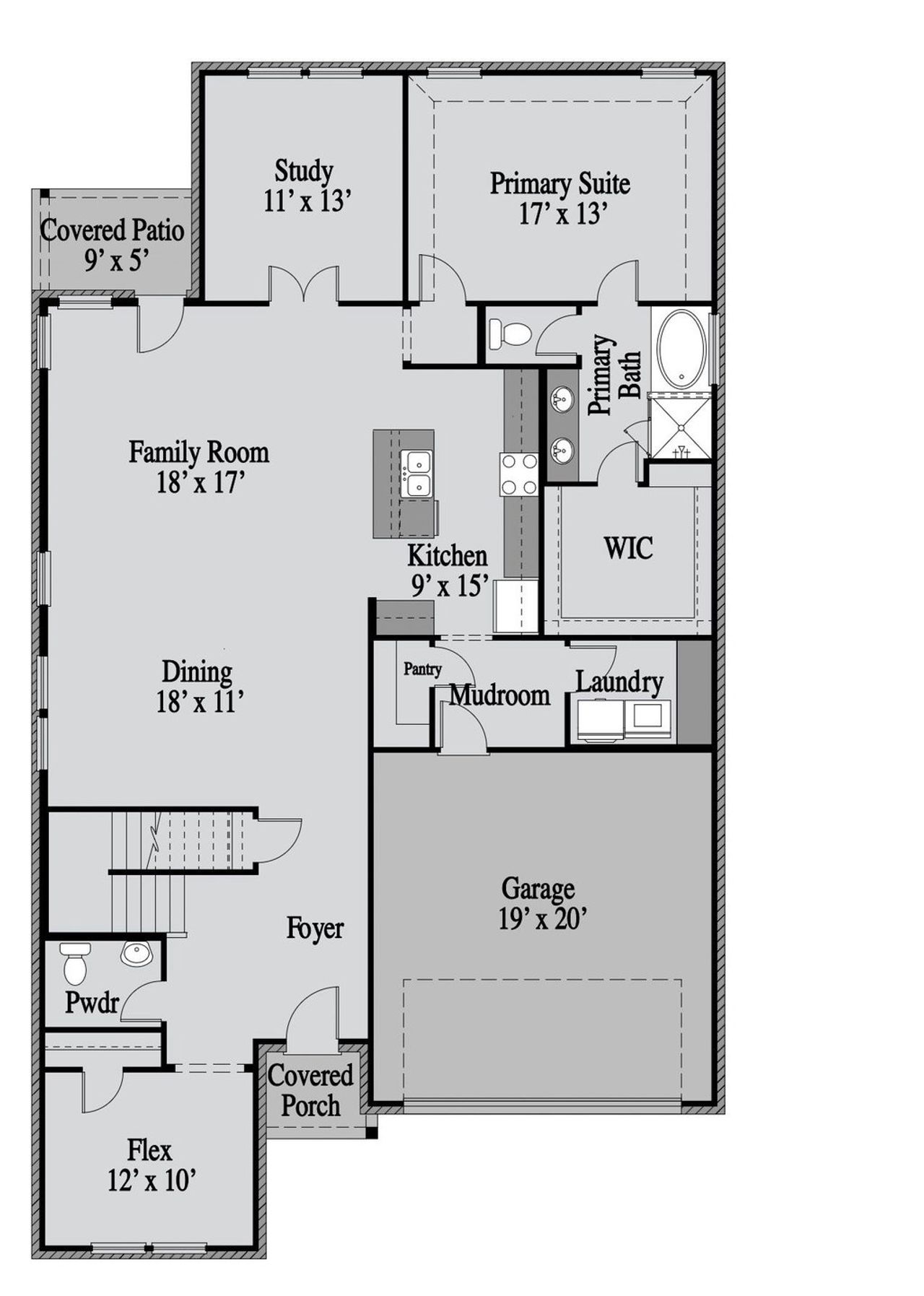 2D floor plan layout of this home in Walden Pond, Forney, TX (Image 2).
