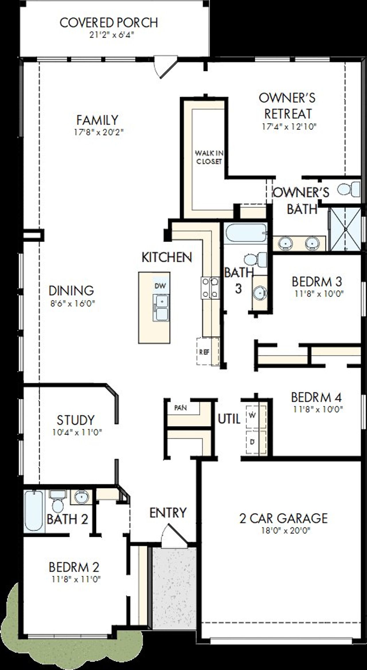 2D floor plan layout of this home in The Colony, Bastrop, TX (Image 2).