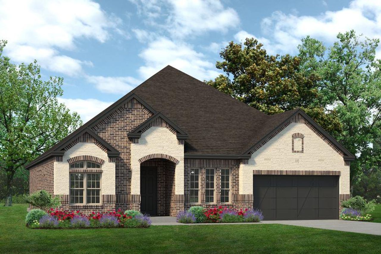 Front exterior of a new home in Sheppard's Place, Waxahachie, TX, highlighting curb appeal (Image 2).