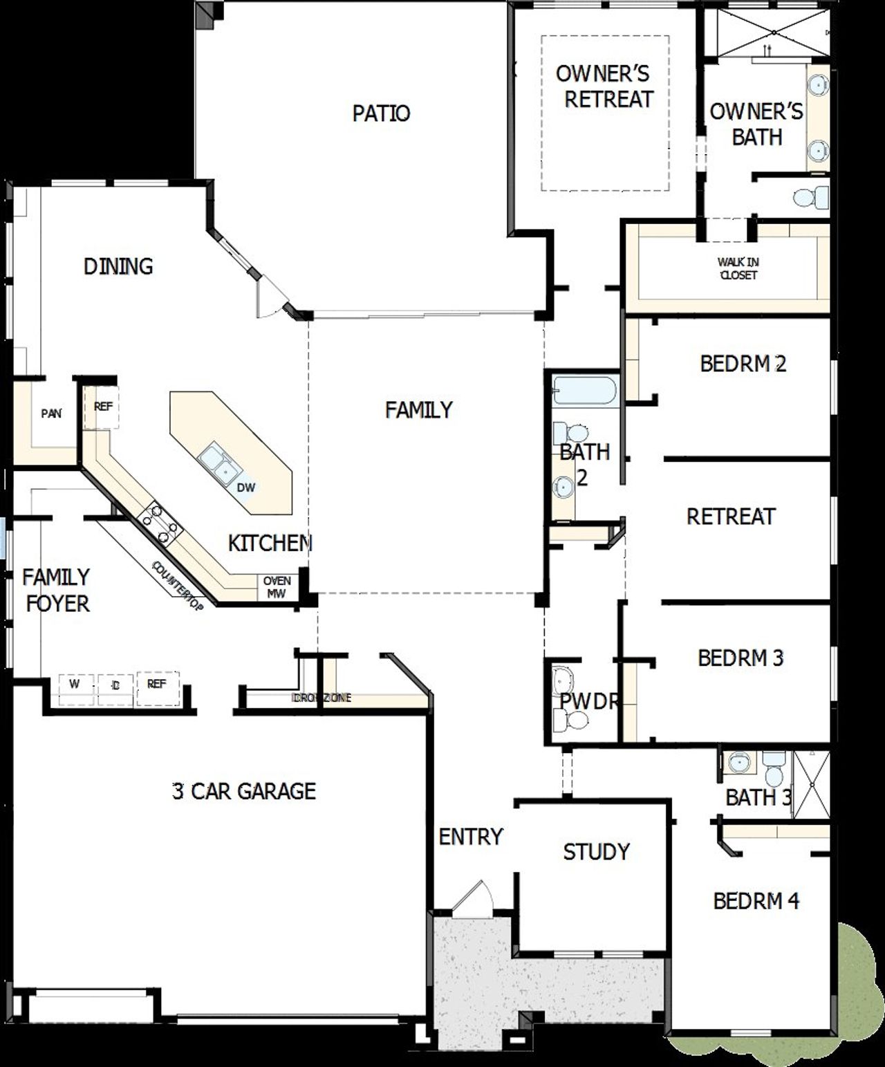 2D floor plan layout of this home in Sentiero at Windrose, Waddell, AZ (Image 2).