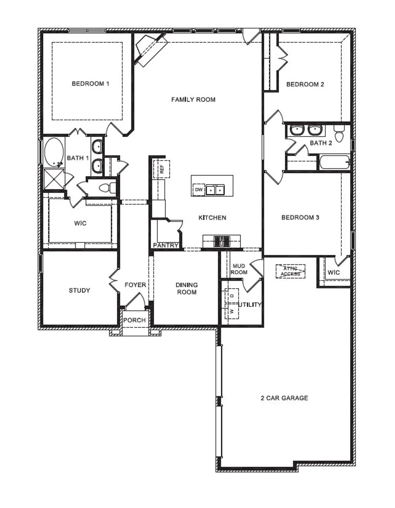 2D floor plan layout of this home in Peachtree Meadows, Rockwall, TX (Image 2).