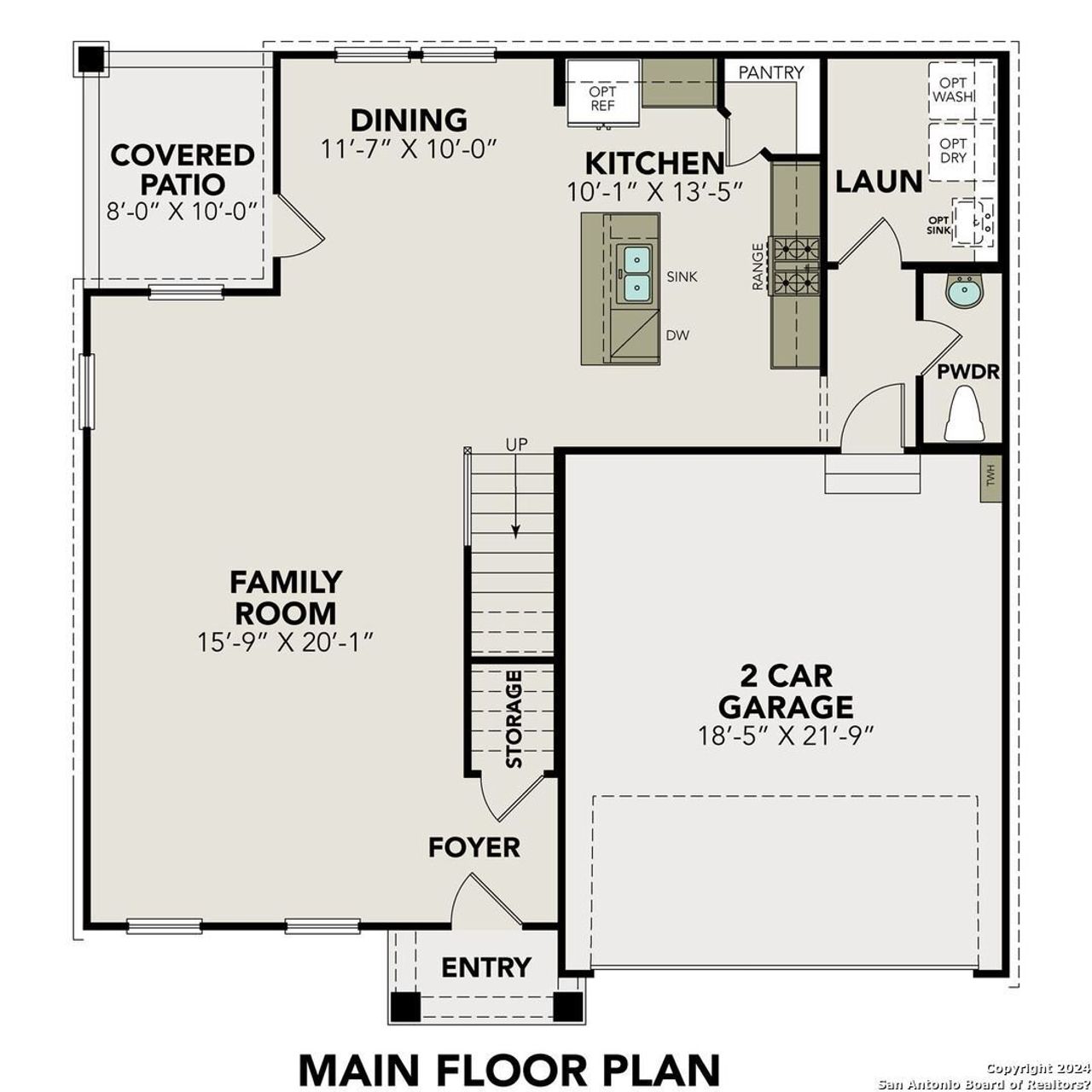 2D floor plan layout of this home in Hickory Ridge, San Antonio, TX (Image 2).