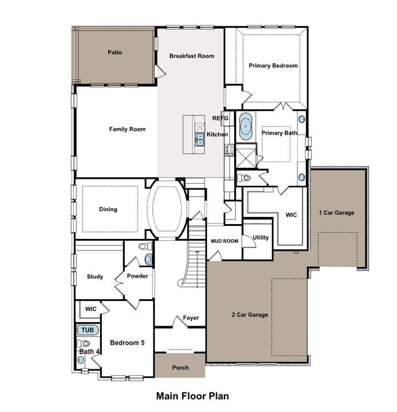2D floor plan layout for the Kennedy by GFO Home in Eagle Estates, Burleson, TX (Image 2).