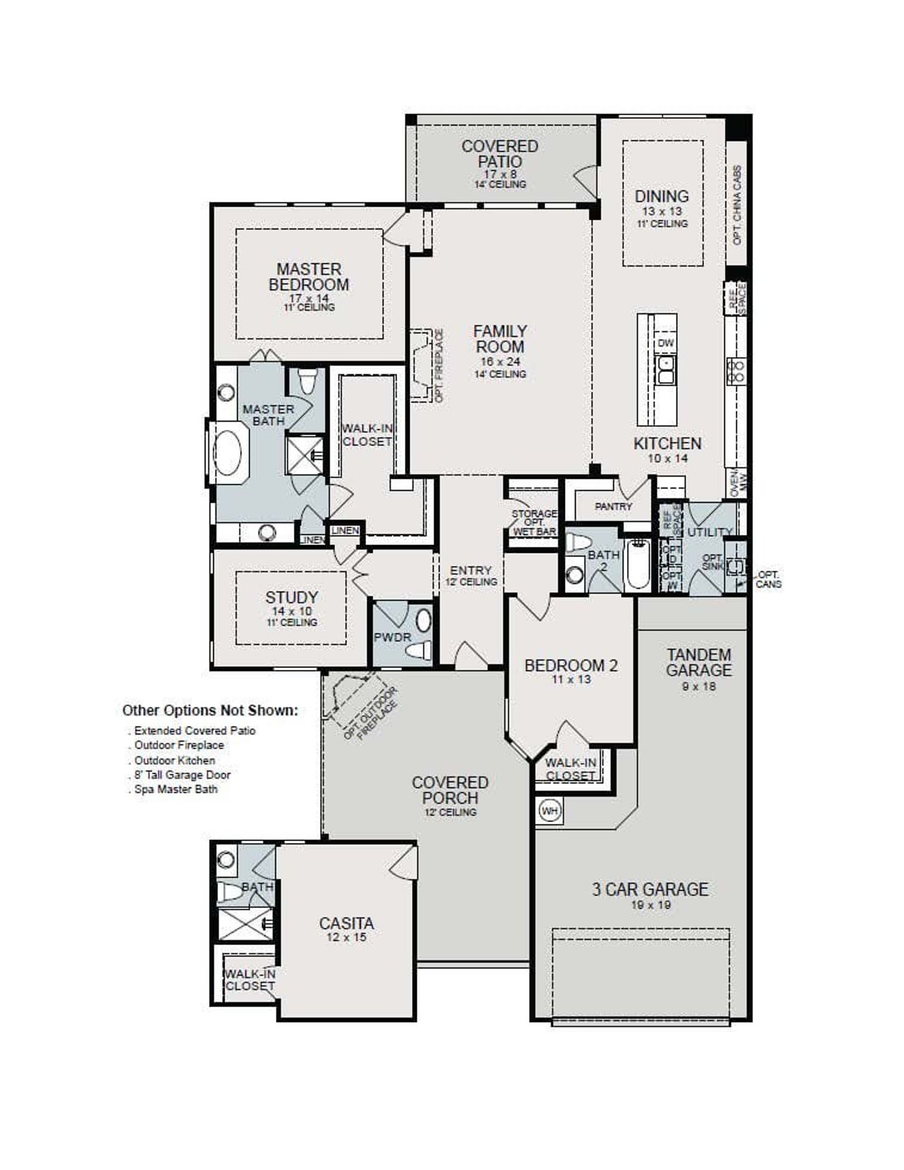 2D floor plan layout for the Rochelle by Sitterle Homes in Fulshear Lakes Gardens, Fulshear, TX (Image 2).