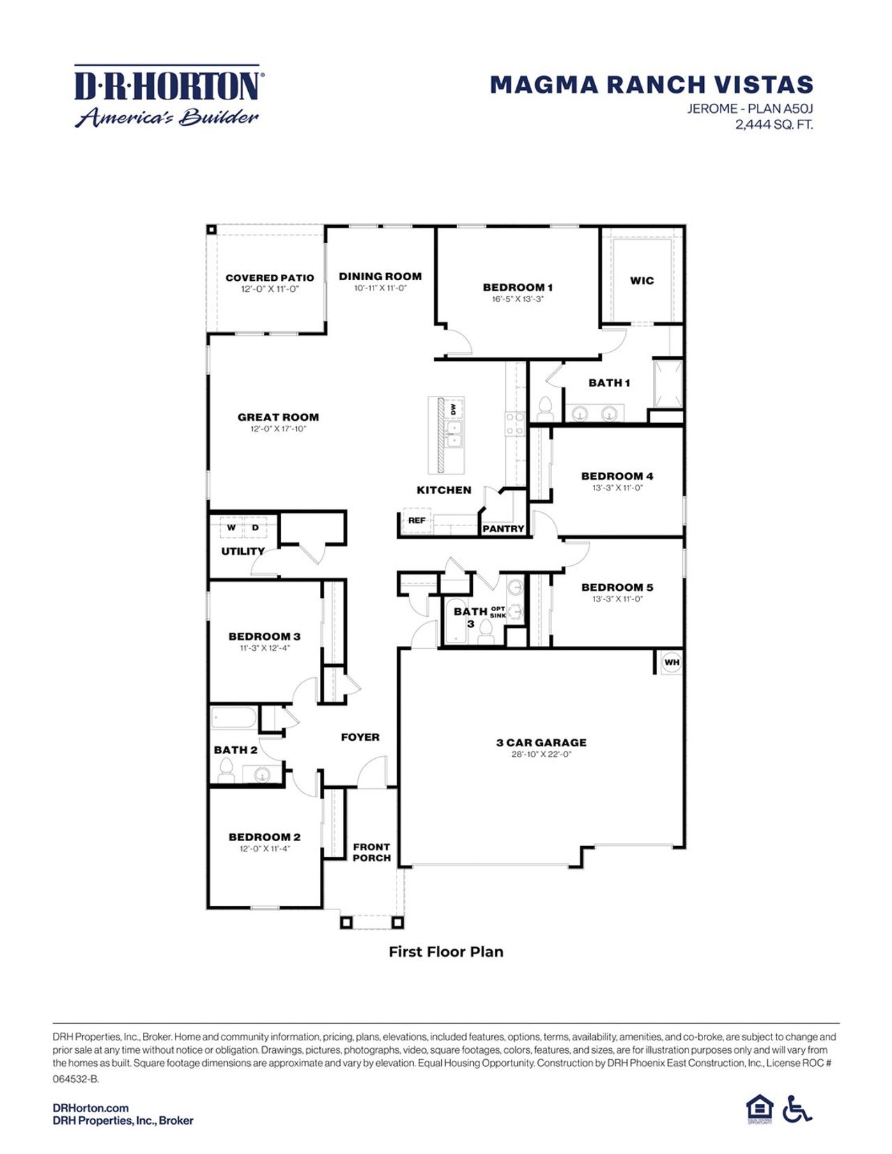 2D floor plan layout of this home in Magma Ranch Vistas, Florence, AZ (Image 2).