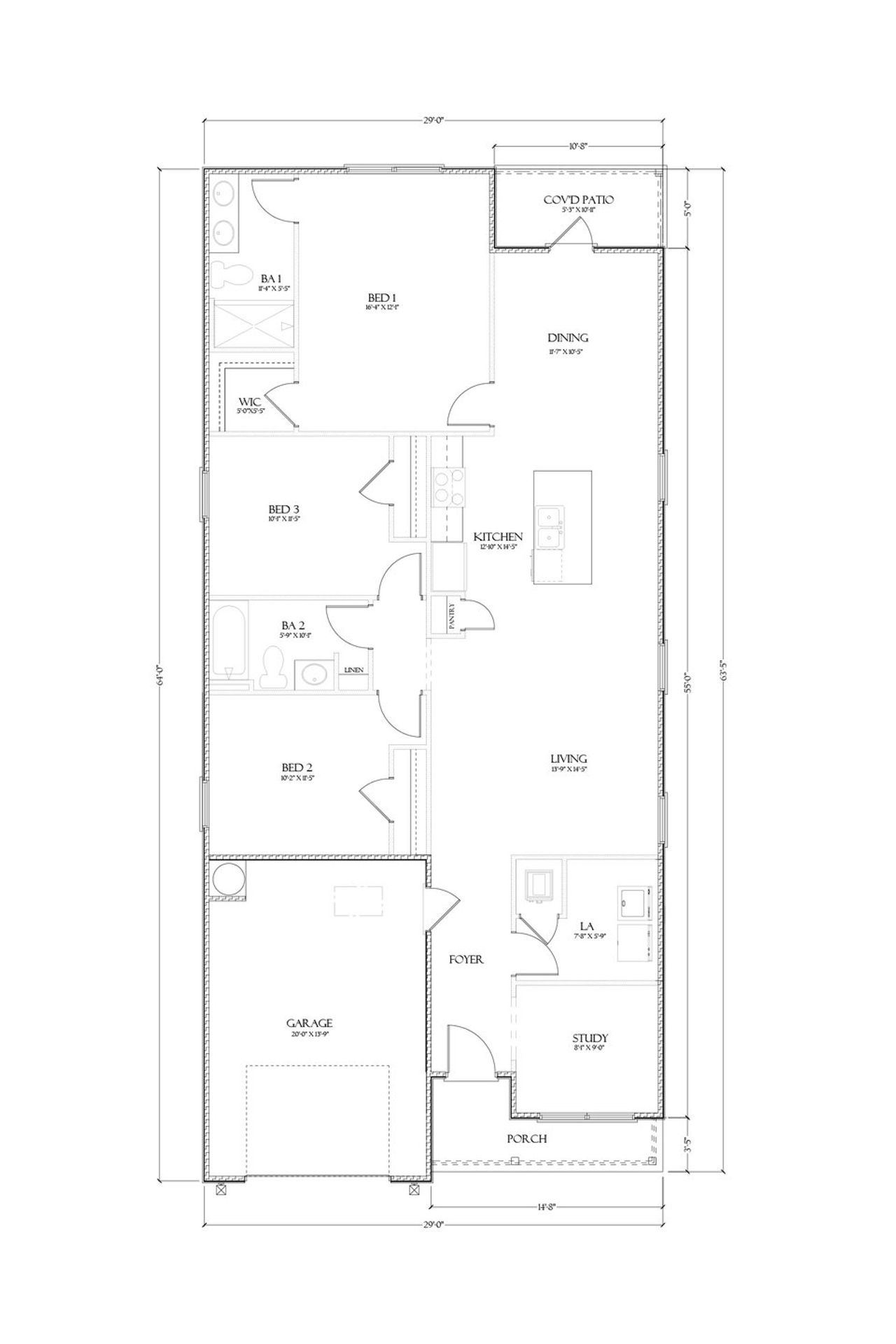 2D floor plan layout for the The Ryker by D.R. Horton in Liberty, Panama City, FL (Image 2).