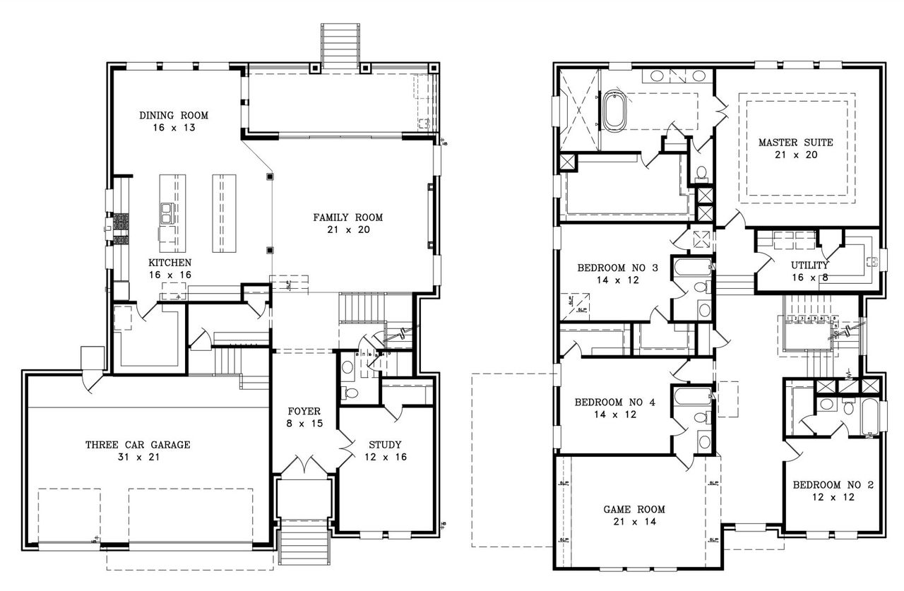 2D floor plan layout for the Holcombe 4447 by J. Patrick Homes in Braeswood Place, Houston, TX (Image 2). 2D floor plan layout for the Holcombe 4447 by J. Patrick Homes in Braeswood Place, Houston, TX (Image 2).