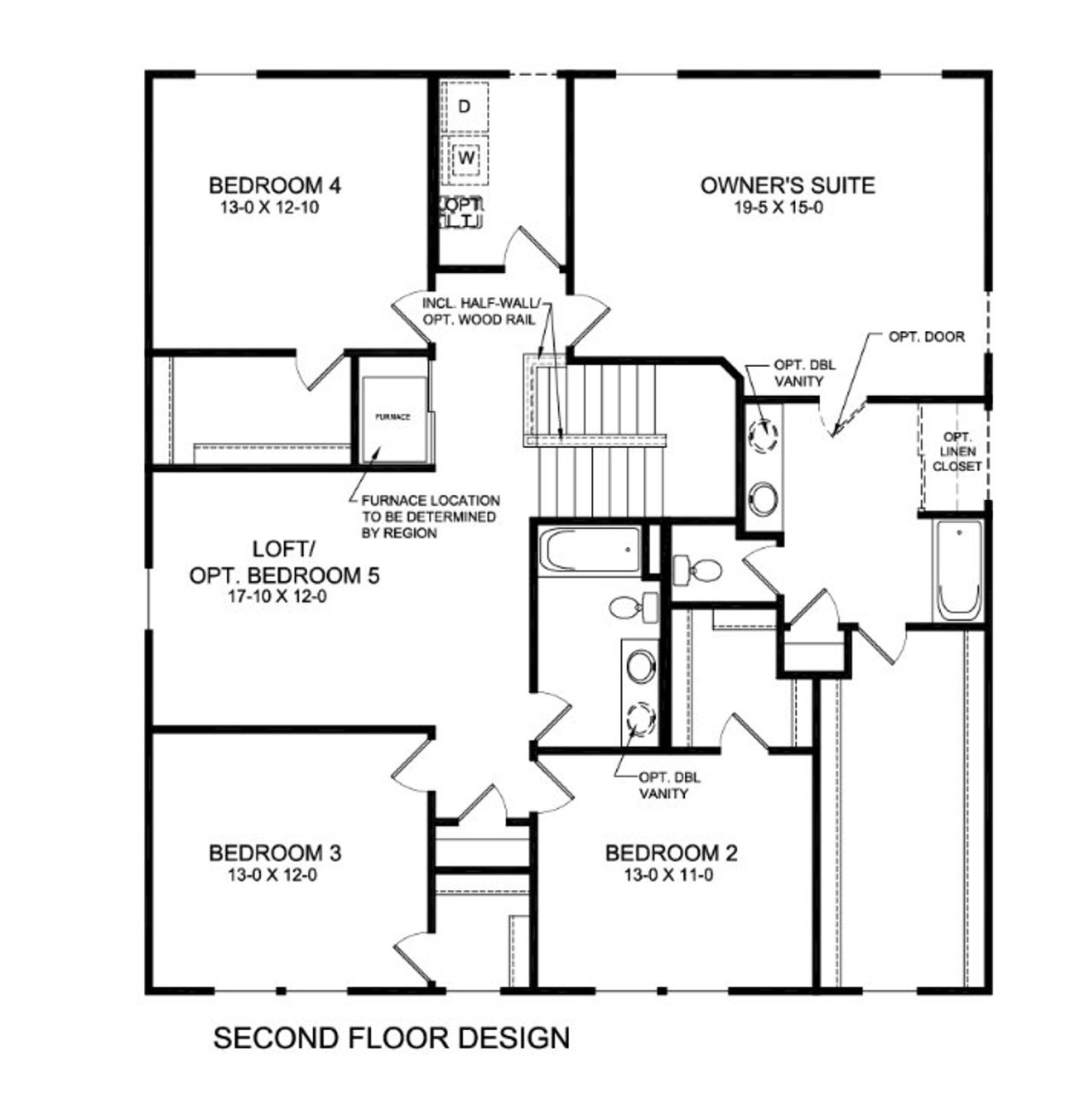 2D floor plan layout for the Breckenridge by Fischer Homes in Cherry Glen, Euharlee, GA (Image 2).