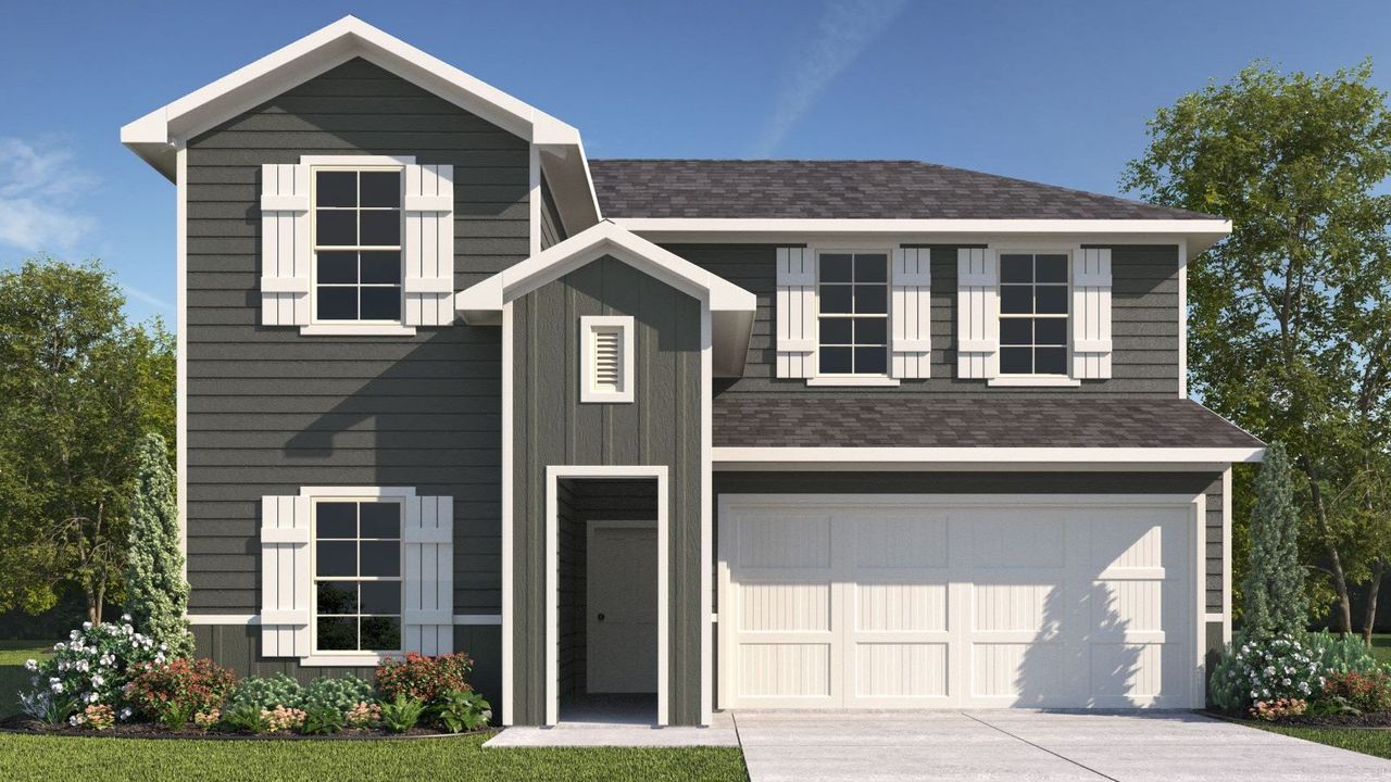 Representative exterior photo of a completed home built from the Mitchell by D.R. Horton in Holly Ridge, Rosenberg, TX (Image 2).