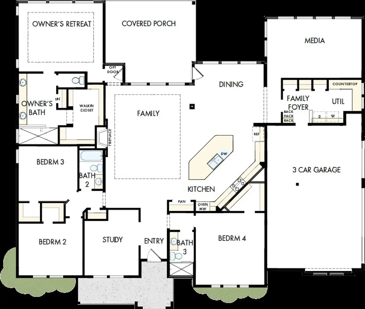 2D floor plan layout of this home in Megans Landing – Half-Acre Homesites, Castroville, TX (Image 2).