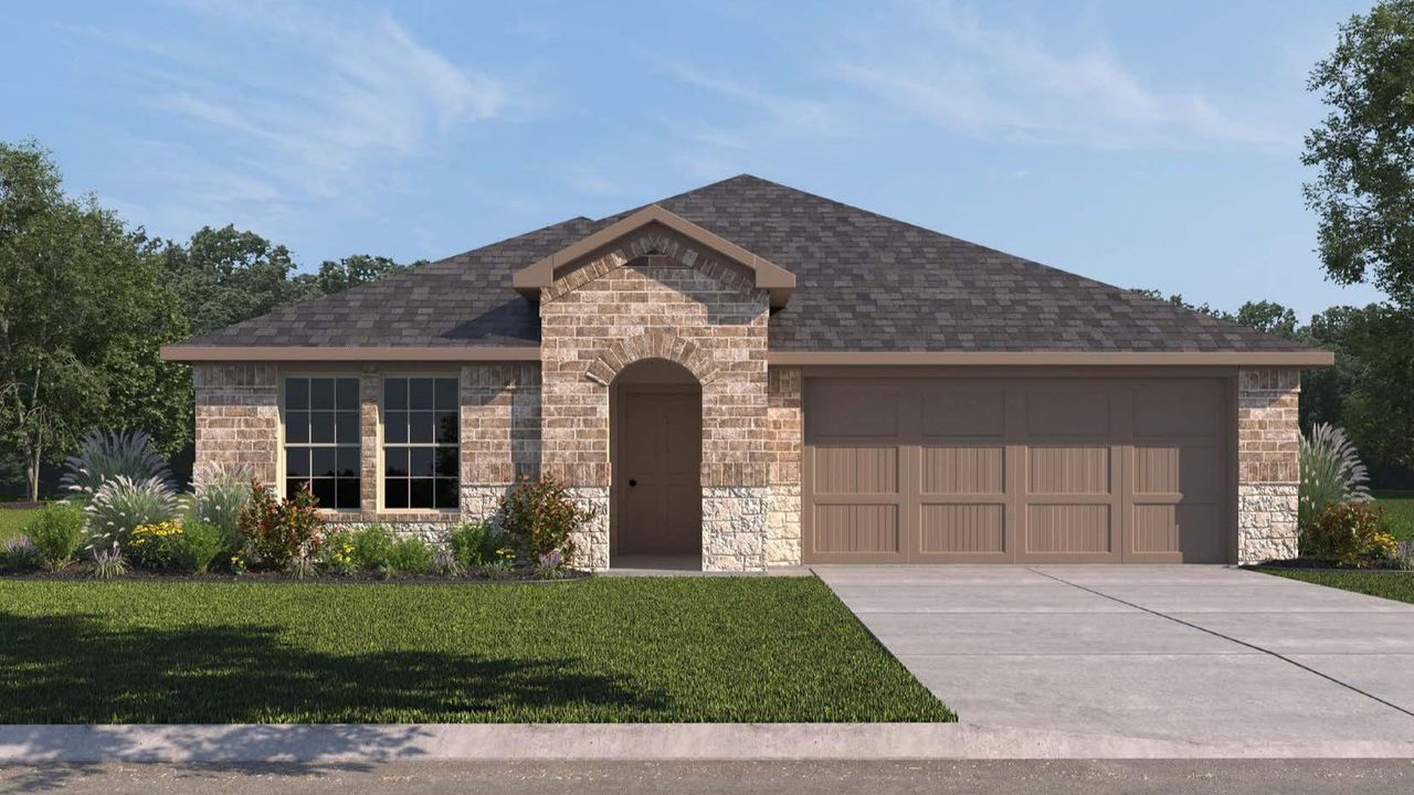 Representative exterior photo of a completed home built from the Lakeway - X40L by D.R. Horton in August Trails, Needville, TX (Image 2). Representative exterior photo of a completed home built from the Lakeway - X40L by D.R. Horton in August Trails, Needville, TX (Image 2).