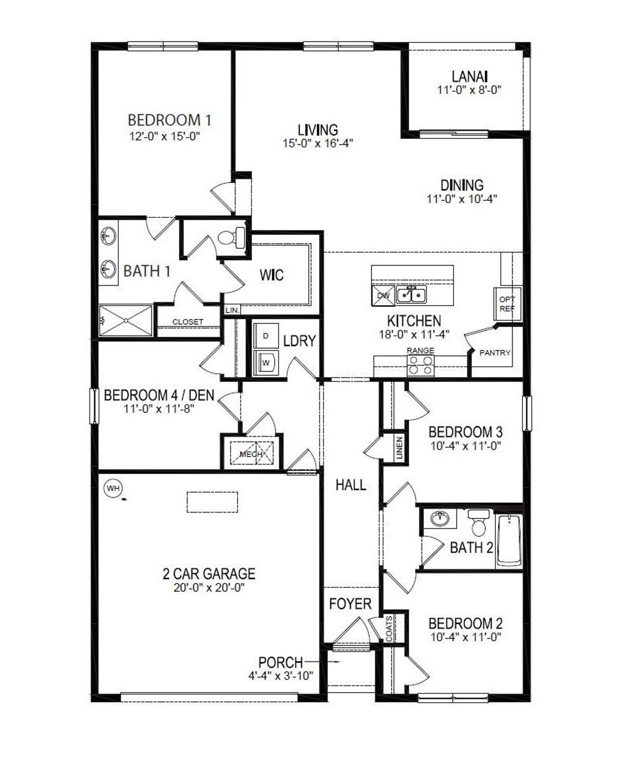 2D floor plan layout of this home in Tradewinds at Hammock Reserve, Haines City, FL (Image 2).