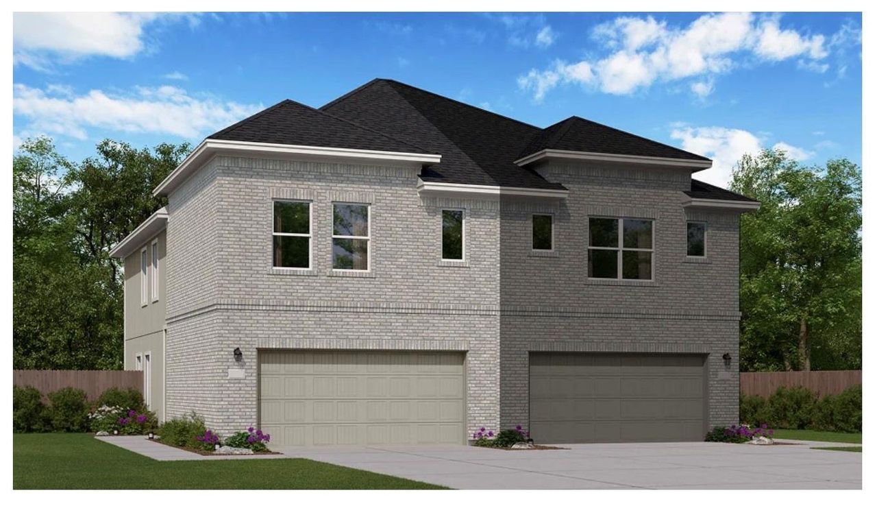 Front exterior of a new home in Sierra Vista, Rosharon, TX, highlighting curb appeal (Image 2).