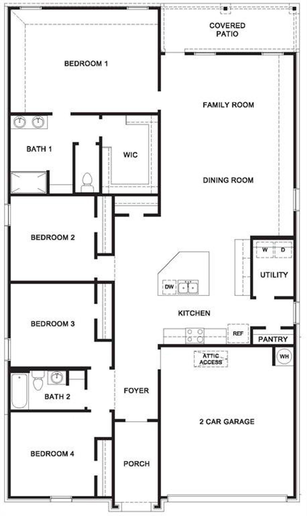 2D floor plan layout of this home in California Meadows, Arlington, TX (Image 2).