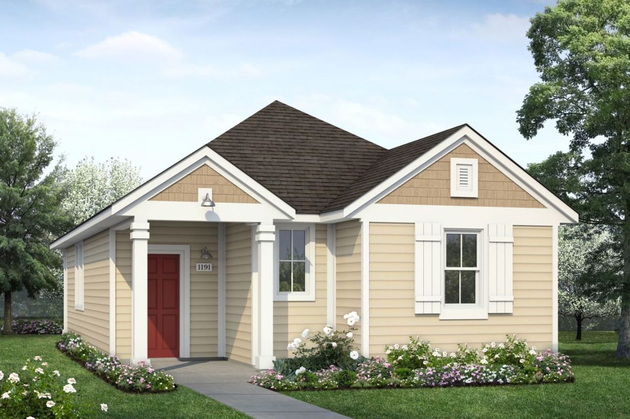 Representative exterior photo of a completed home built from the Harvest Ridge 1191 by Brohn Homes in Harvest Ridge, Elgin, TX (Image 2).