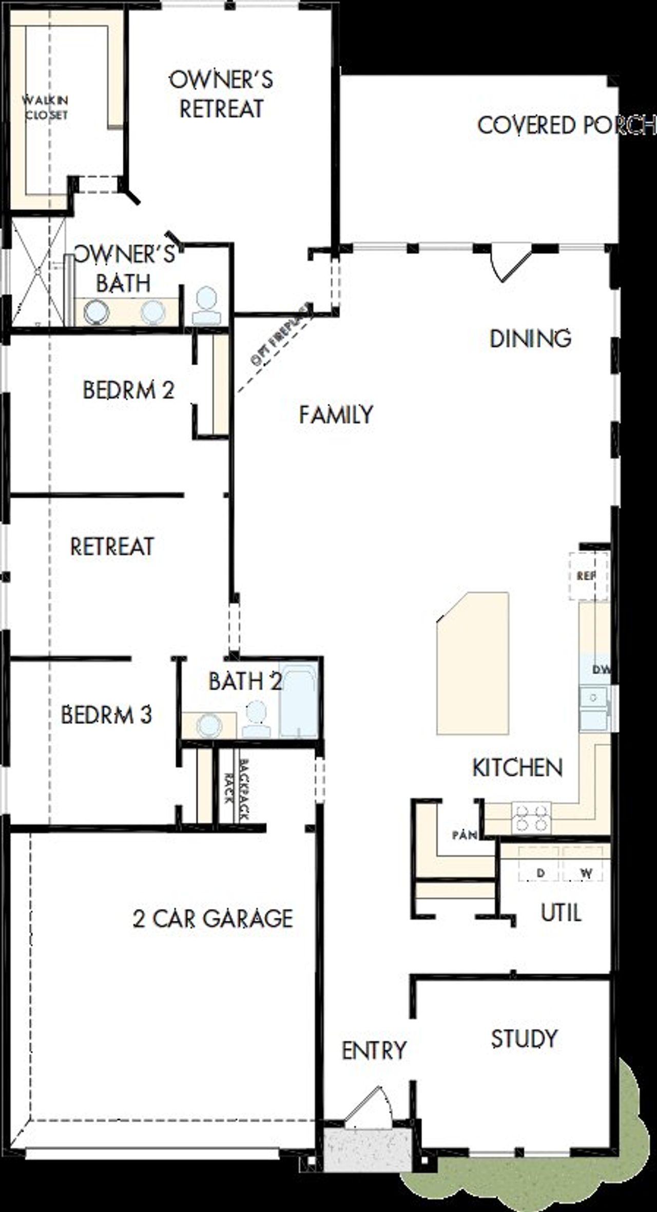 2D floor plan layout of this home in Creekshaw – Classic, Royse City, TX (Image 2).