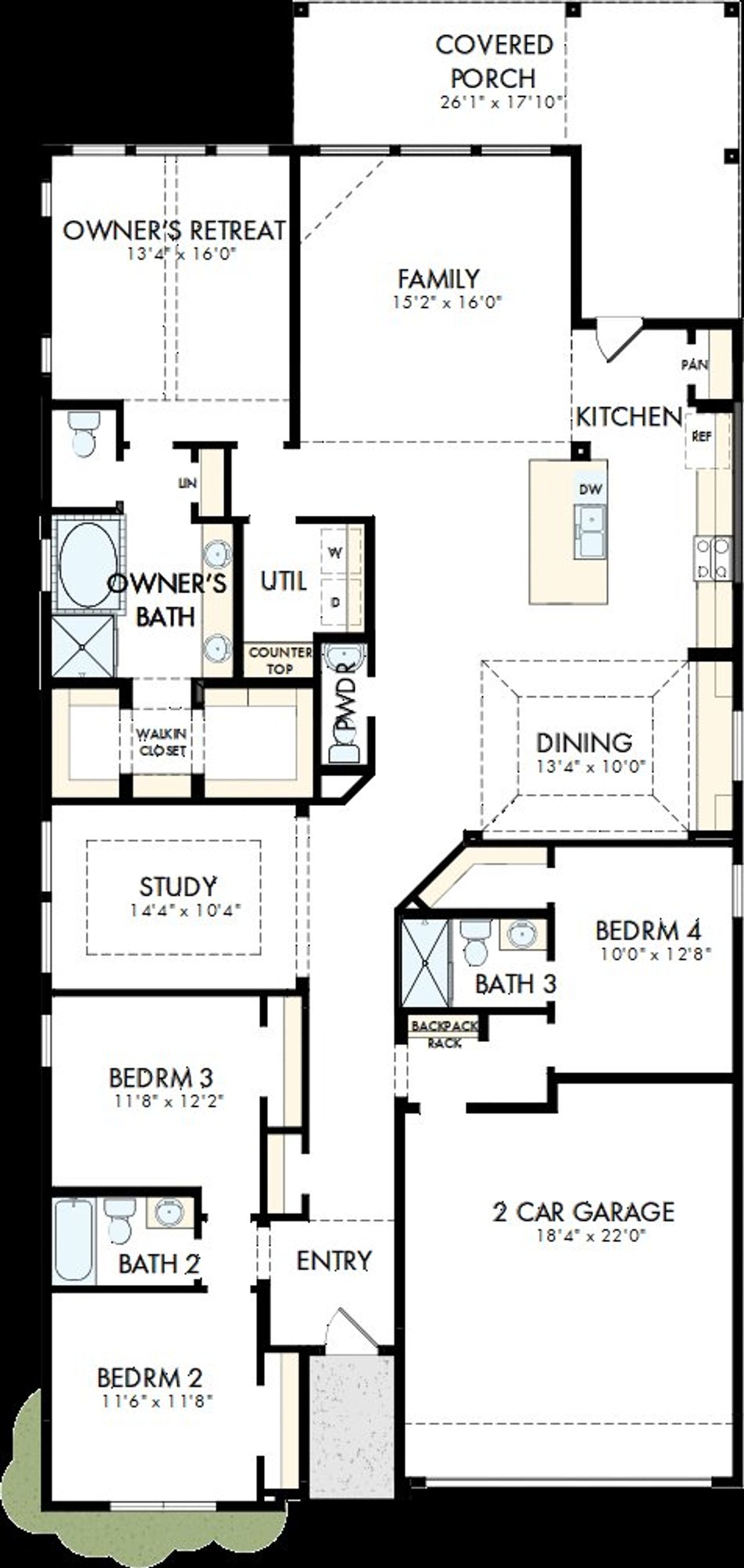 2D floor plan layout of this home in The George - Enclave Collection, Richmond, TX (Image 2).