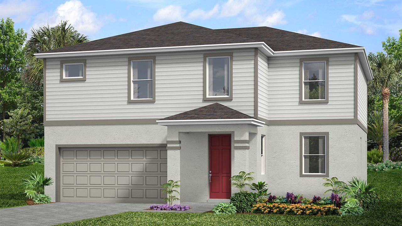 Representative exterior photo of a completed home built from the Dream by Park Square Residential in Highfield at Twisted Oaks, Wildwood, FL (Image 2).