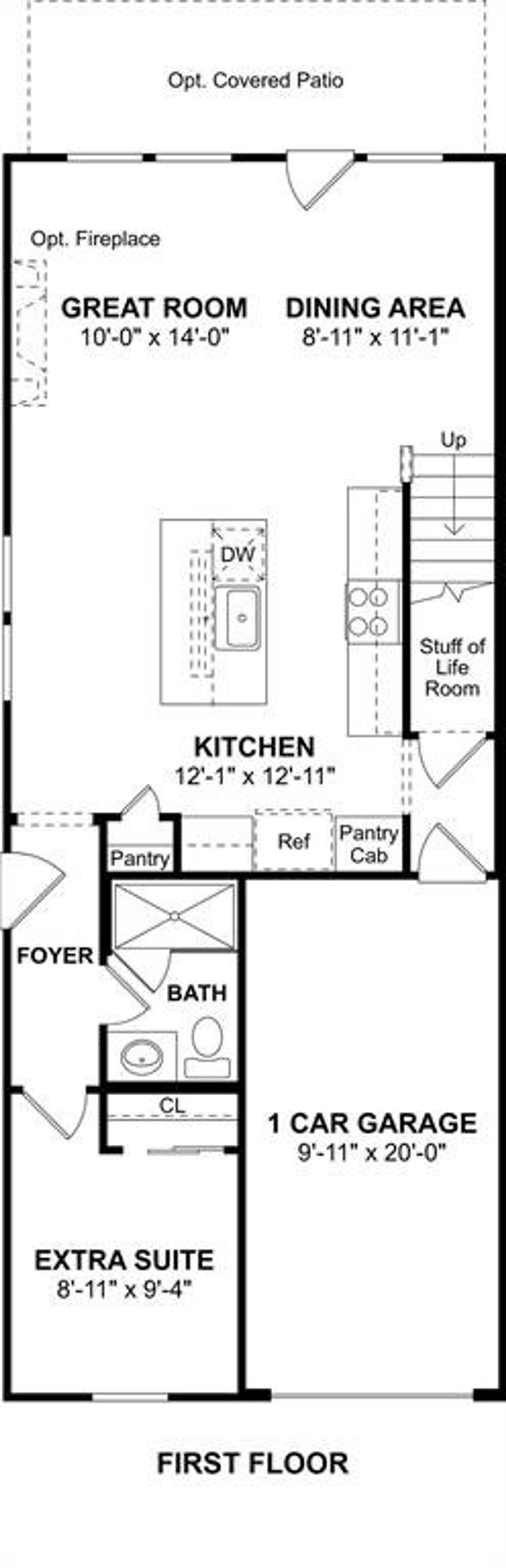 2D floor plan layout of this home in Providence Commons, Providence Village, TX (Image 2).