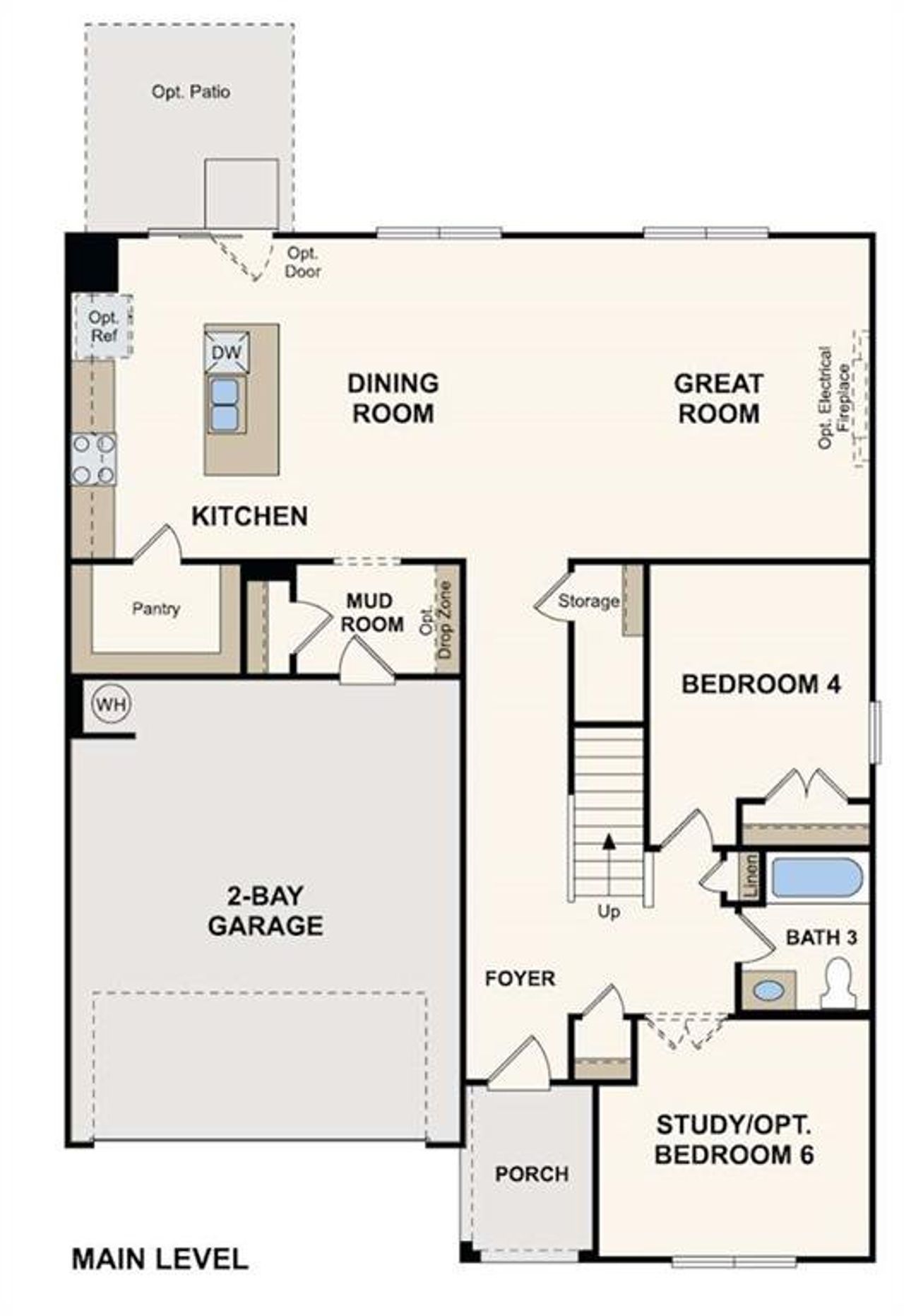 2D floor plan layout of this home in Union Heights, Flowery Branch, GA (Image 2).