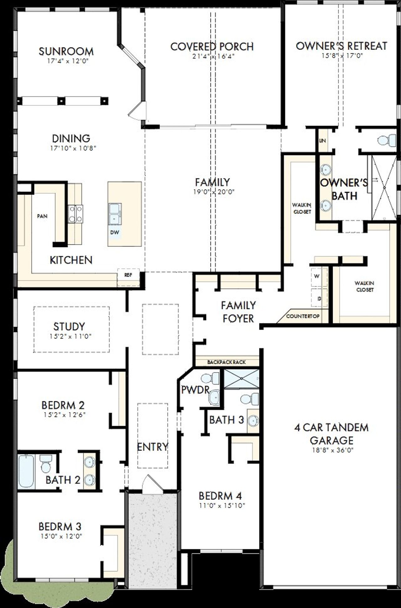 2D floor plan layout of this home in ARTAVIA - Parkview Collection, Conroe, TX (Image 2). 2D floor plan layout of this home in ARTAVIA - Parkview Collection, Conroe, TX (Image 2).