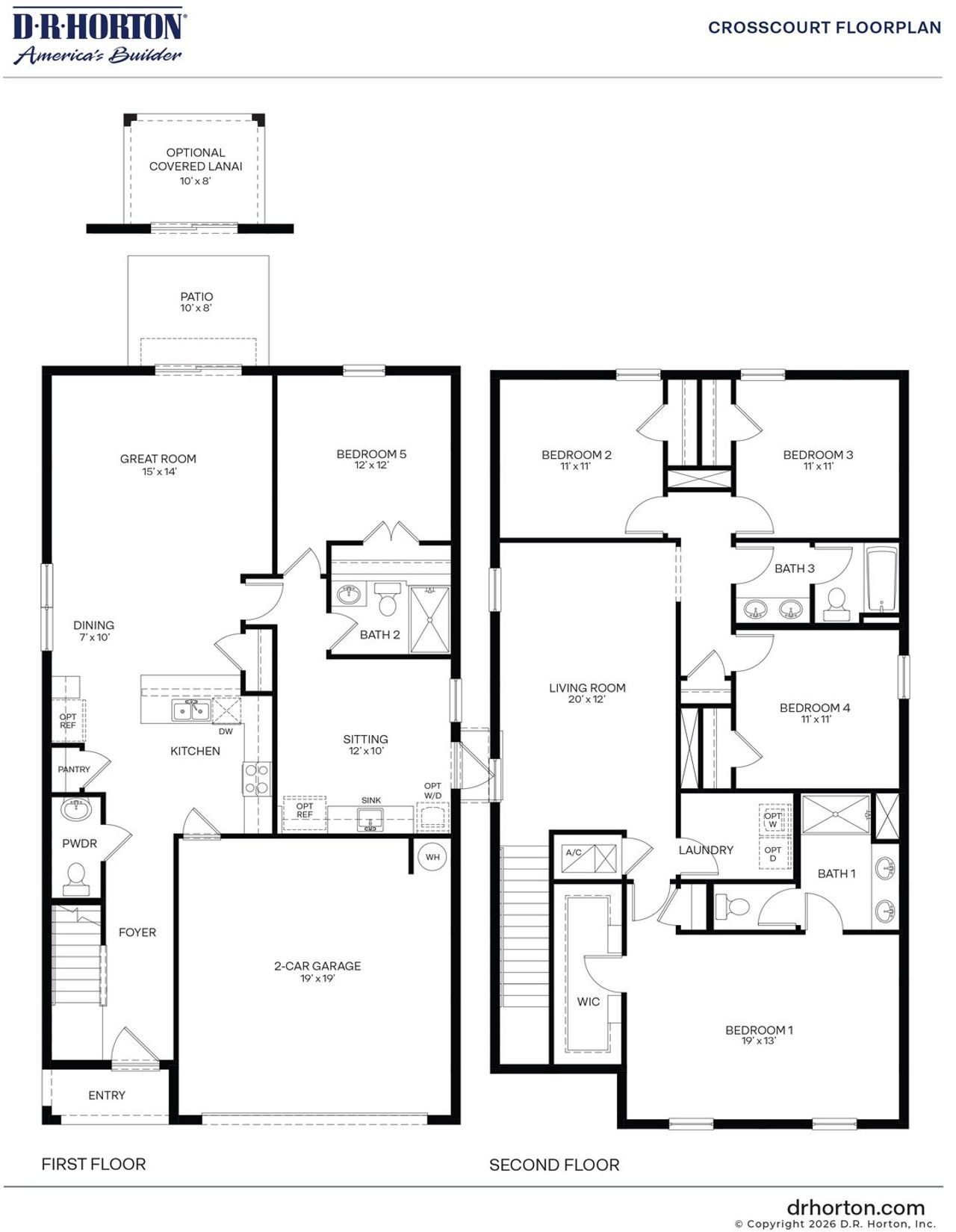 2D floor plan layout of this home in Cypress Bay West, Palm Bay, FL (Image 2).
