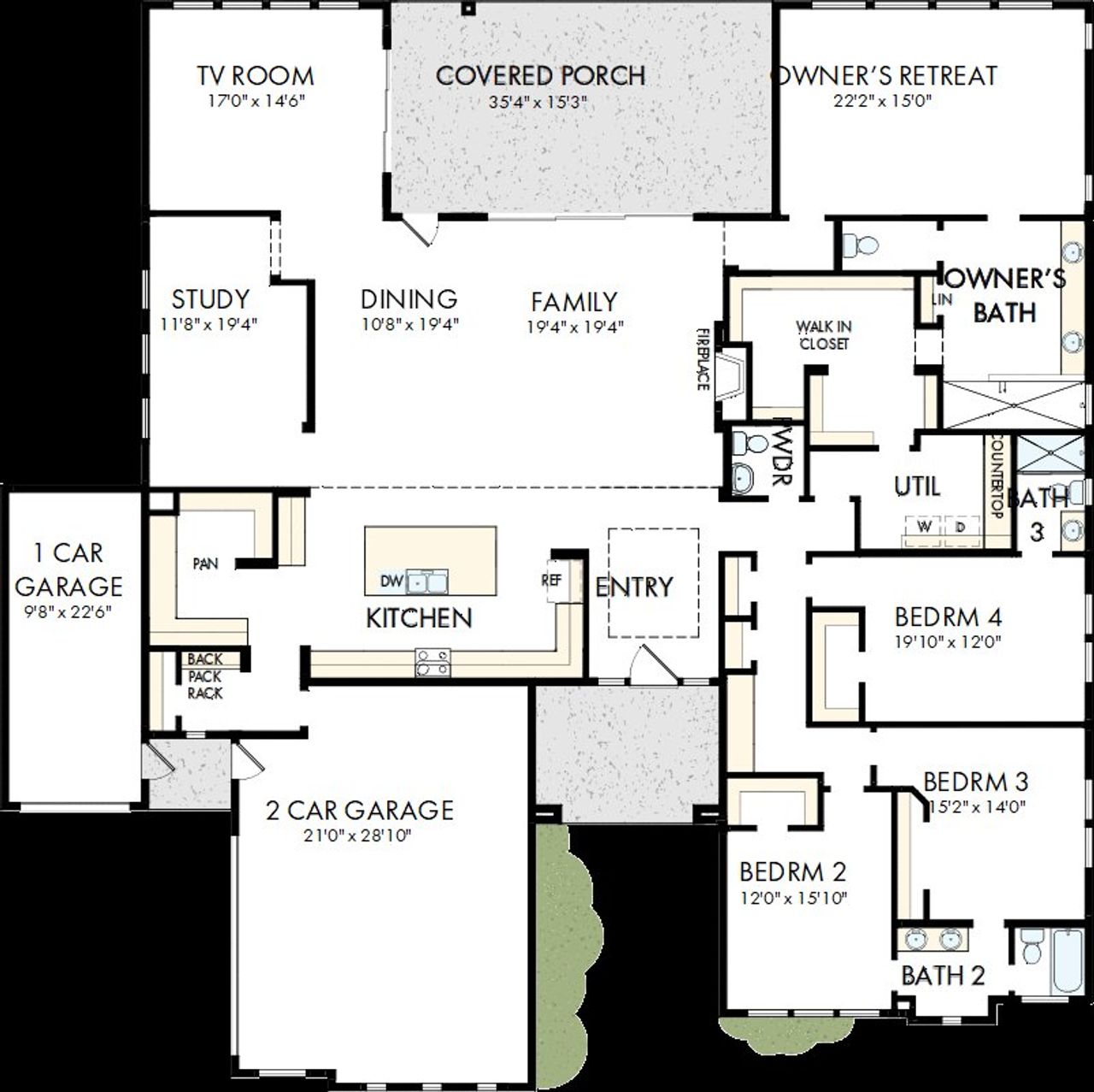 2D floor plan layout of this home in Lakeview - Estate Collection, Waller, TX (Image 2). 2D floor plan layout of this home in Lakeview - Estate Collection, Waller, TX (Image 2).