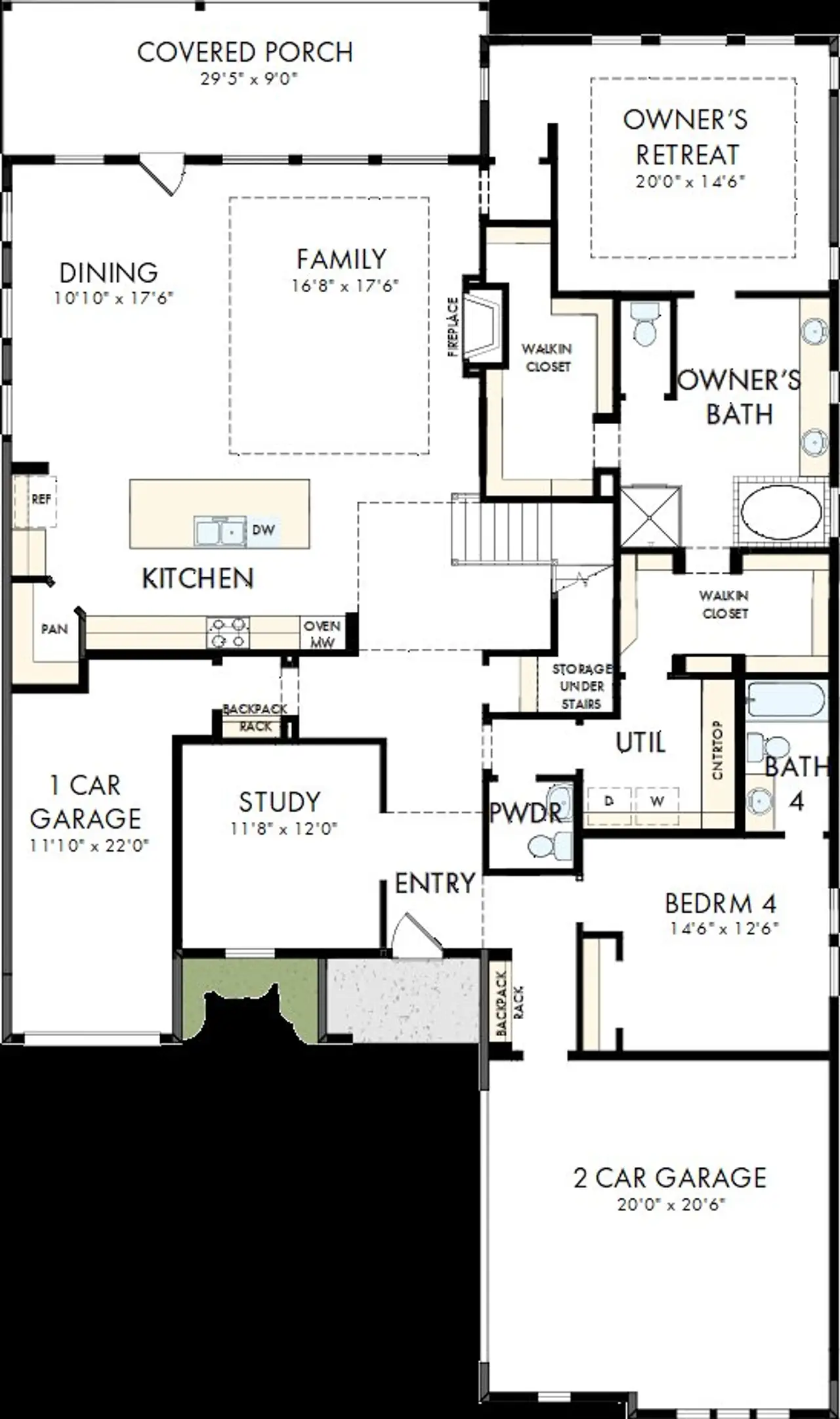 2D floor plan layout of this home in Terraces – Classics, Rockwall, TX (Image 2).