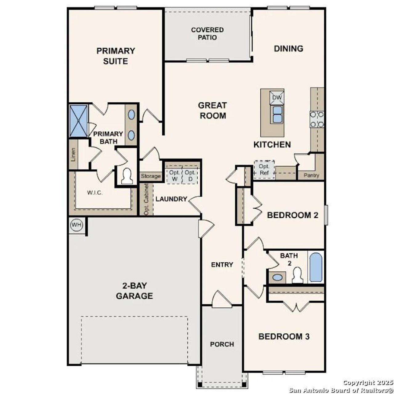 2D floor plan layout of this home in Cinco Lakes, San Antonio, TX (Image 2).