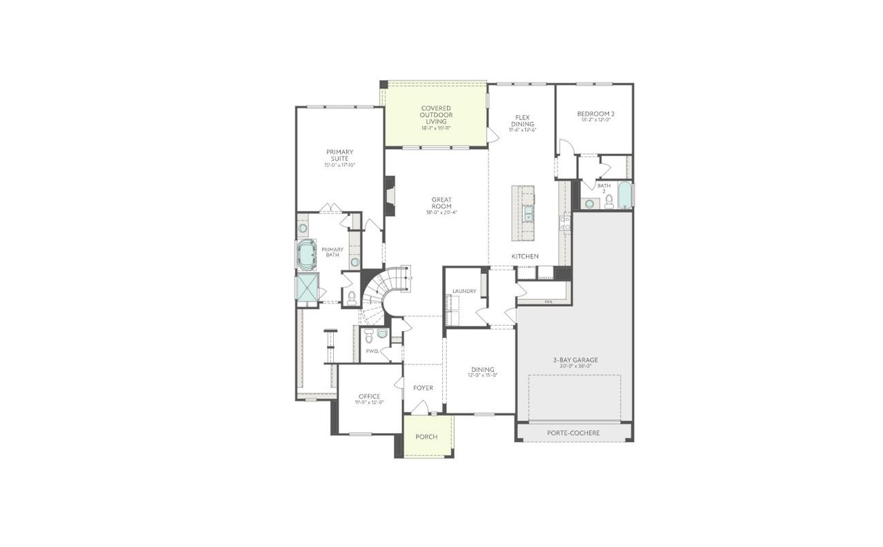 2D floor plan layout for the Bogata by Tri Pointe Homes in Harvest Green, Richmond, TX (Image 2).