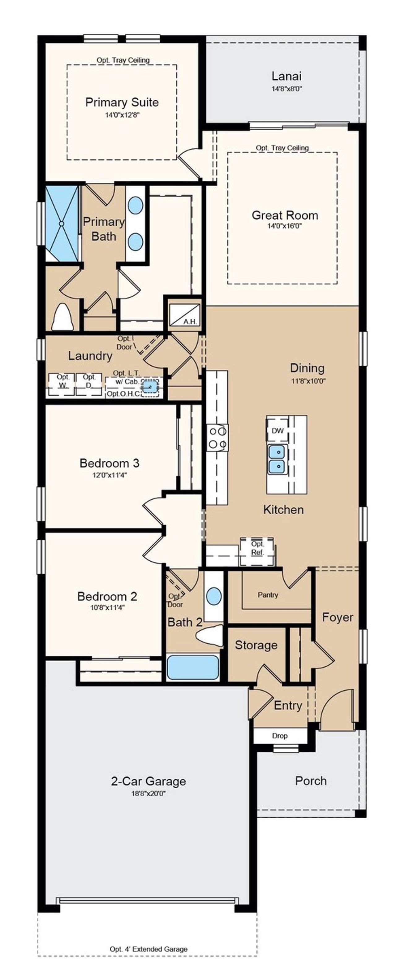 2D floor plan layout of this home in Esplanade at Wellen Park, Englewood, FL (Image 2).