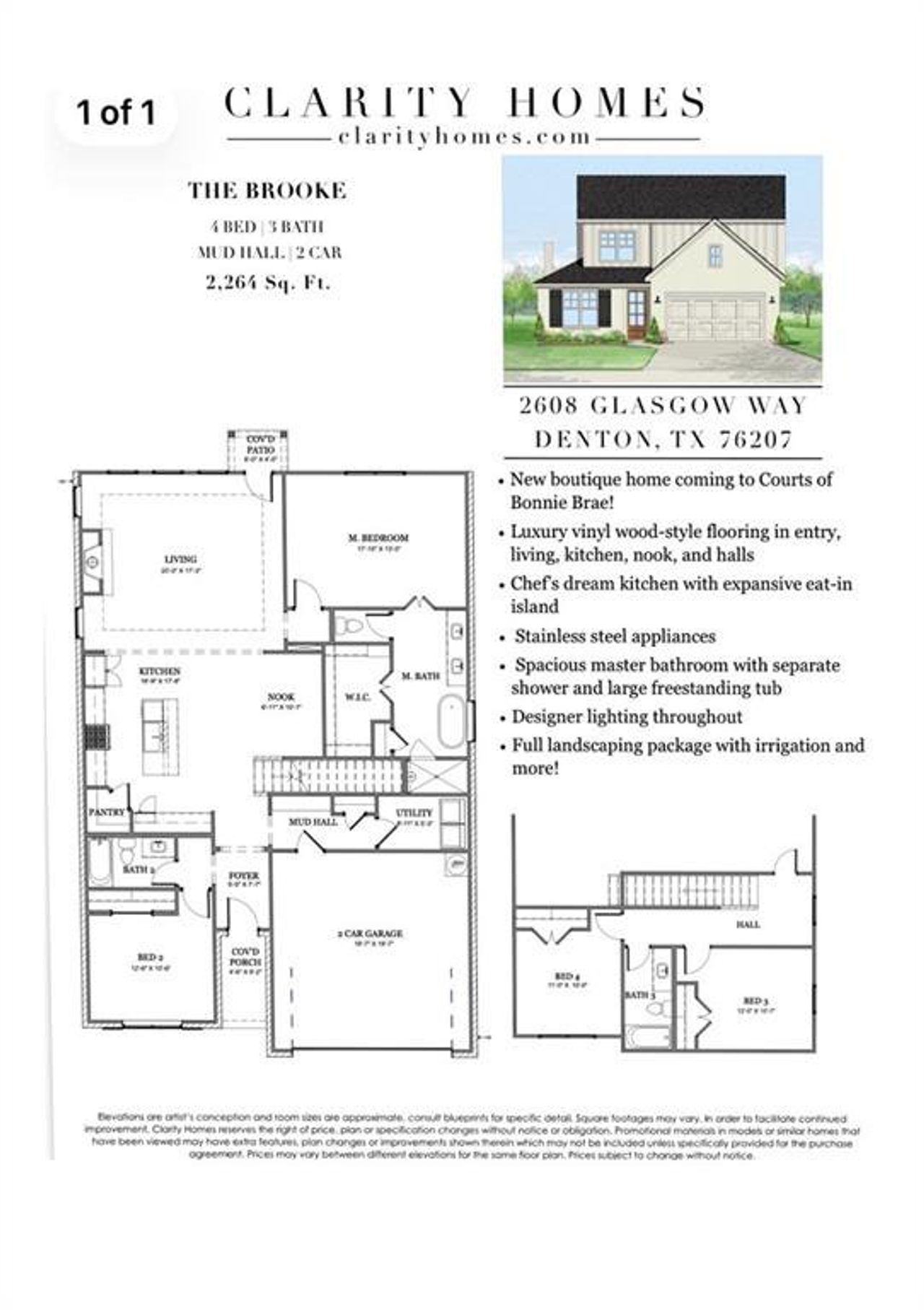 2D floor plan layout of this home in Courts of Bonnie Brae, Denton, TX (Image 2).