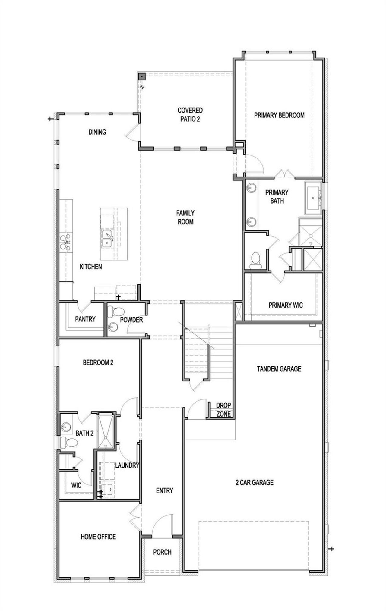 2D floor plan layout of this home in Blackhawk, Pflugerville, TX (Image 2).