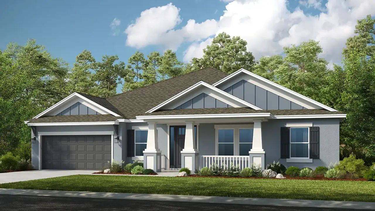Representative exterior photo of a completed home built from the Abaco by Taylor Morrison in Hammock at Two Rivers, Zephyrhills, FL (Image 2).