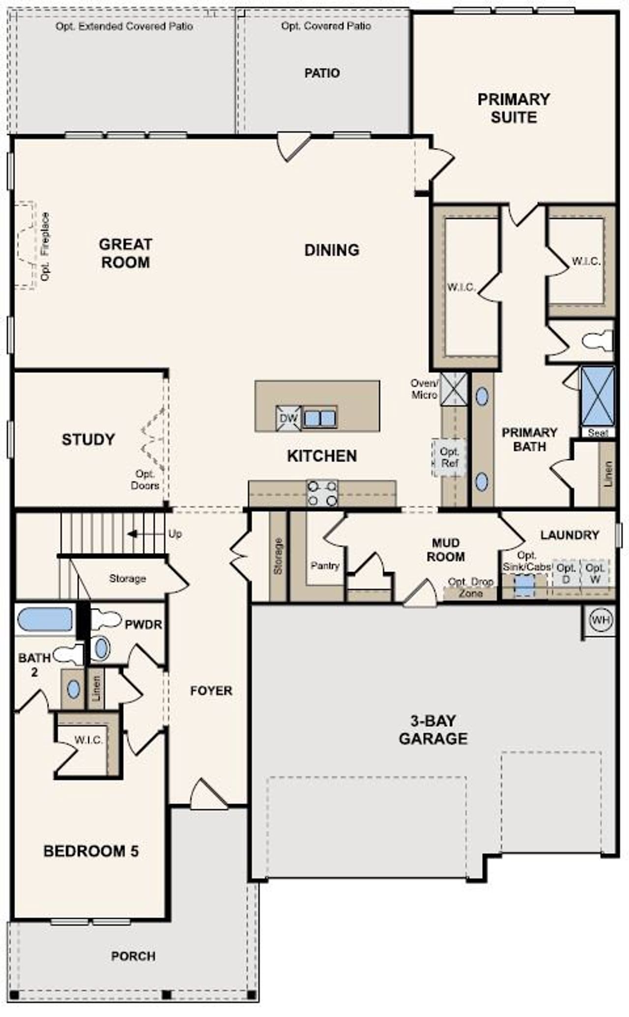 2D floor plan layout for the Zion - 3882 by Century Communities in Homestead, Schertz, TX (Image 2).