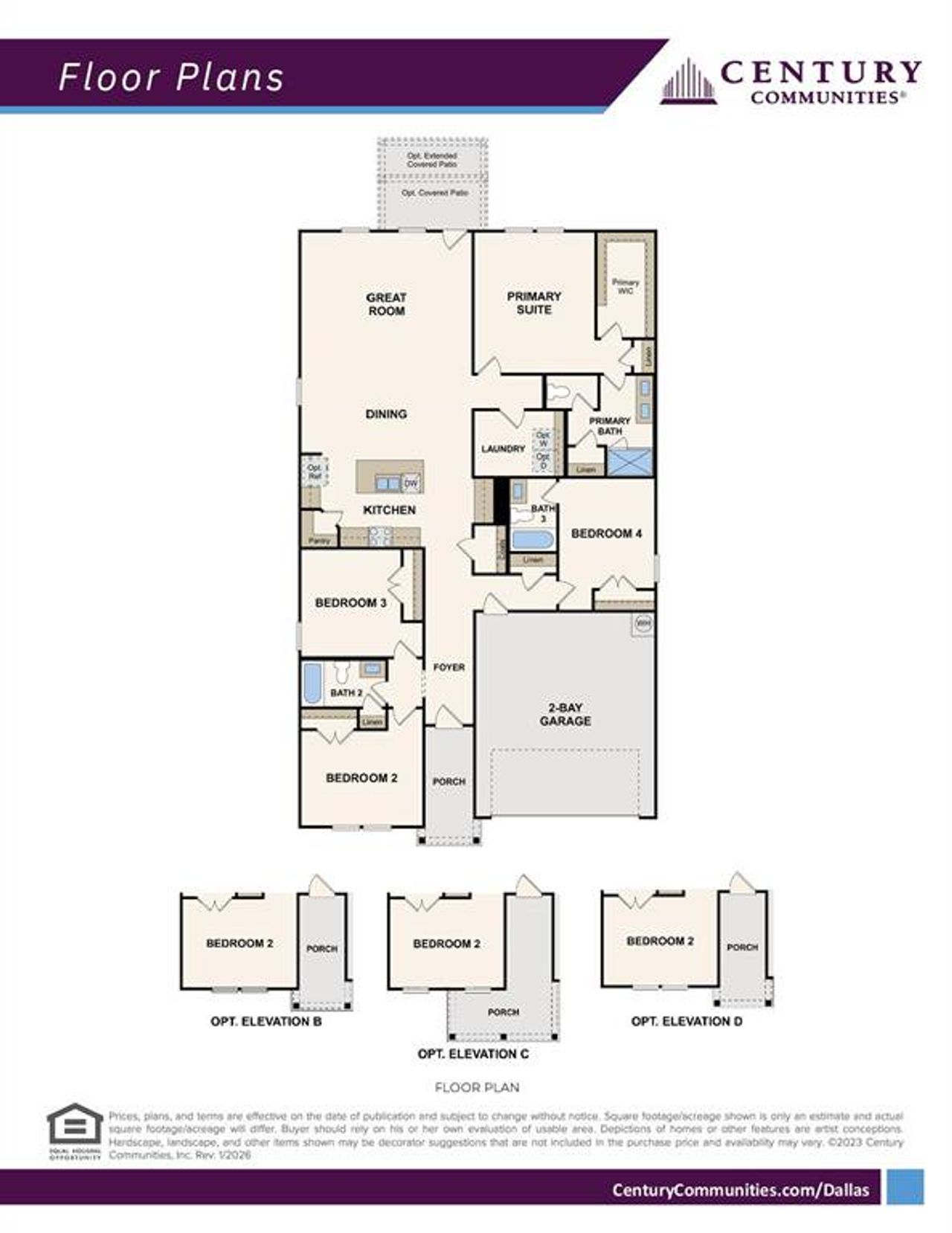 2D floor plan layout of this home in Lone Oak, Alvarado, TX (Image 2).