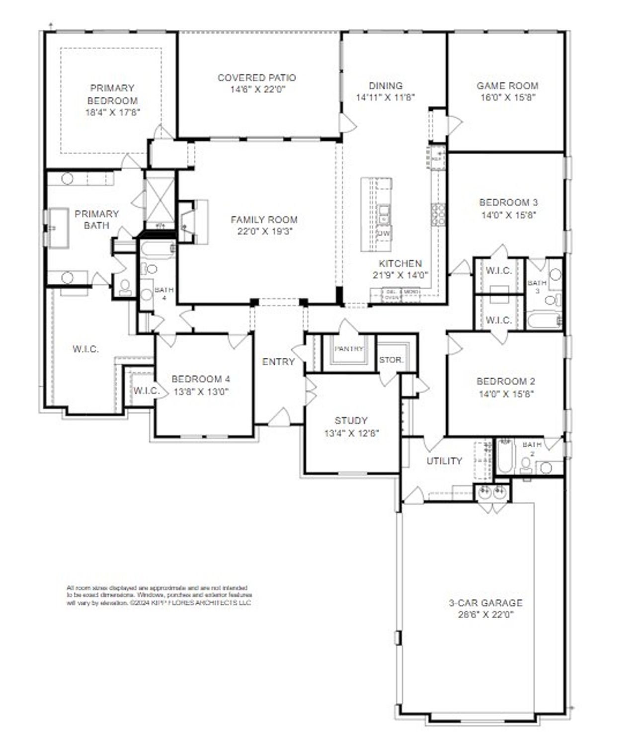 2D floor plan layout for the Savoy III by Giddens Homes in ClearWater Ranch, Liberty Hill, TX (Image 2). 2D floor plan layout for the Savoy III by Giddens Homes in ClearWater Ranch, Liberty Hill, TX (Image 2).