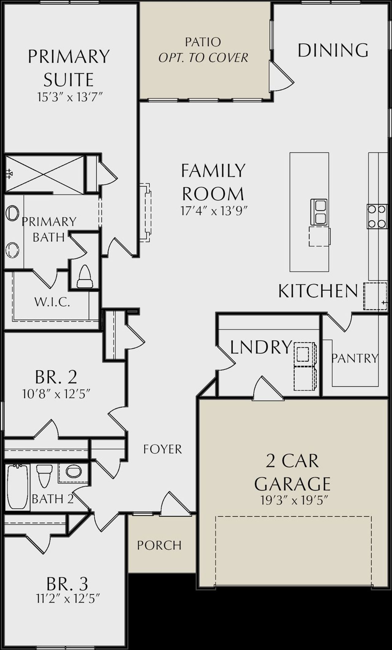 2D floor plan layout for the Concord by KM Homes in Heritage River, Euharlee, GA (Image 2).