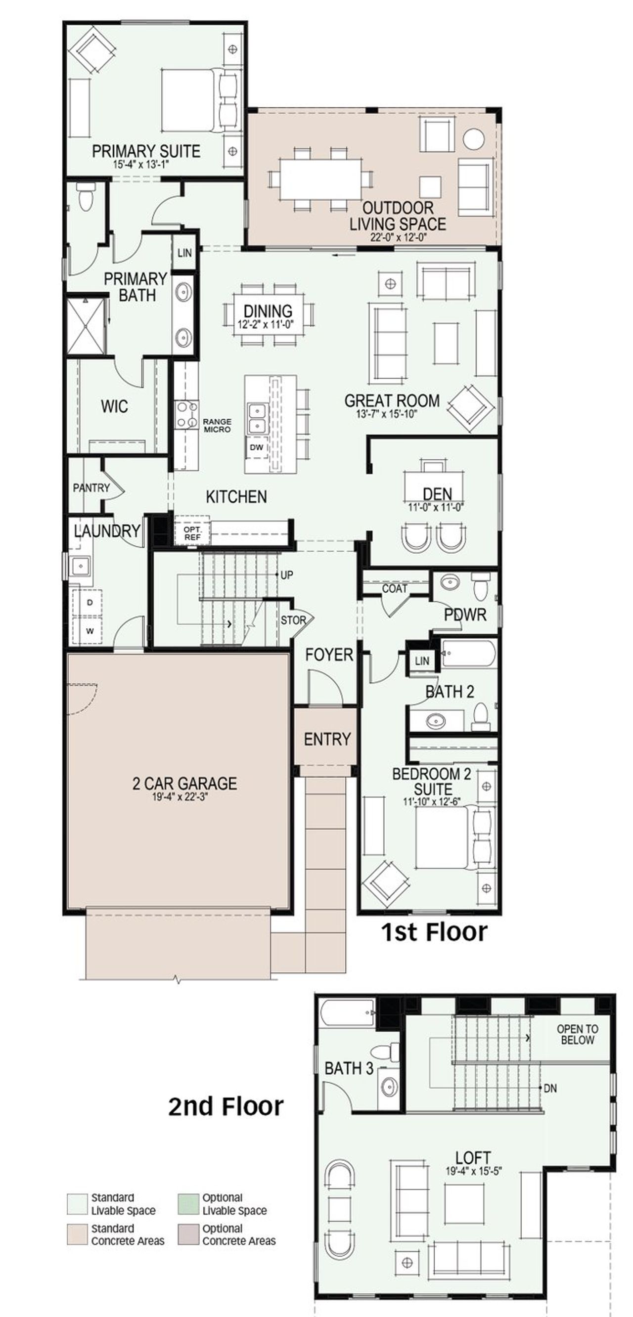 2D floor plan layout of this home in Robson Ranch Arizona, Eloy, AZ (Image 2).