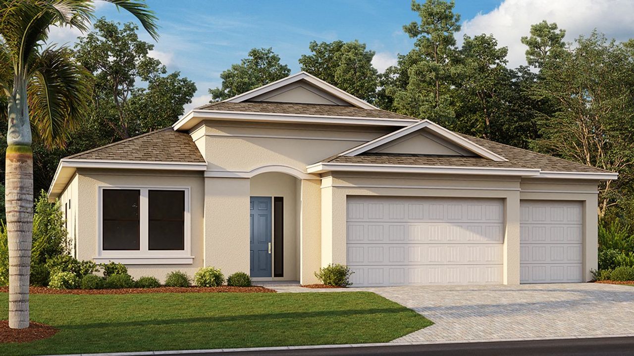 Representative exterior photo of a completed home built from the Wheaton by D.R. Horton in Coral Bay - Express & Tradition, North Fort Myers, FL (Image 2).