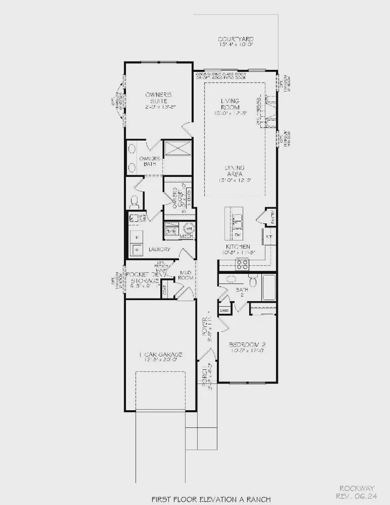 2D floor plan layout for the Rockaway by Perfection Builders in The Courtyards at Oakland Hills, Louisville, KY (Image 2).