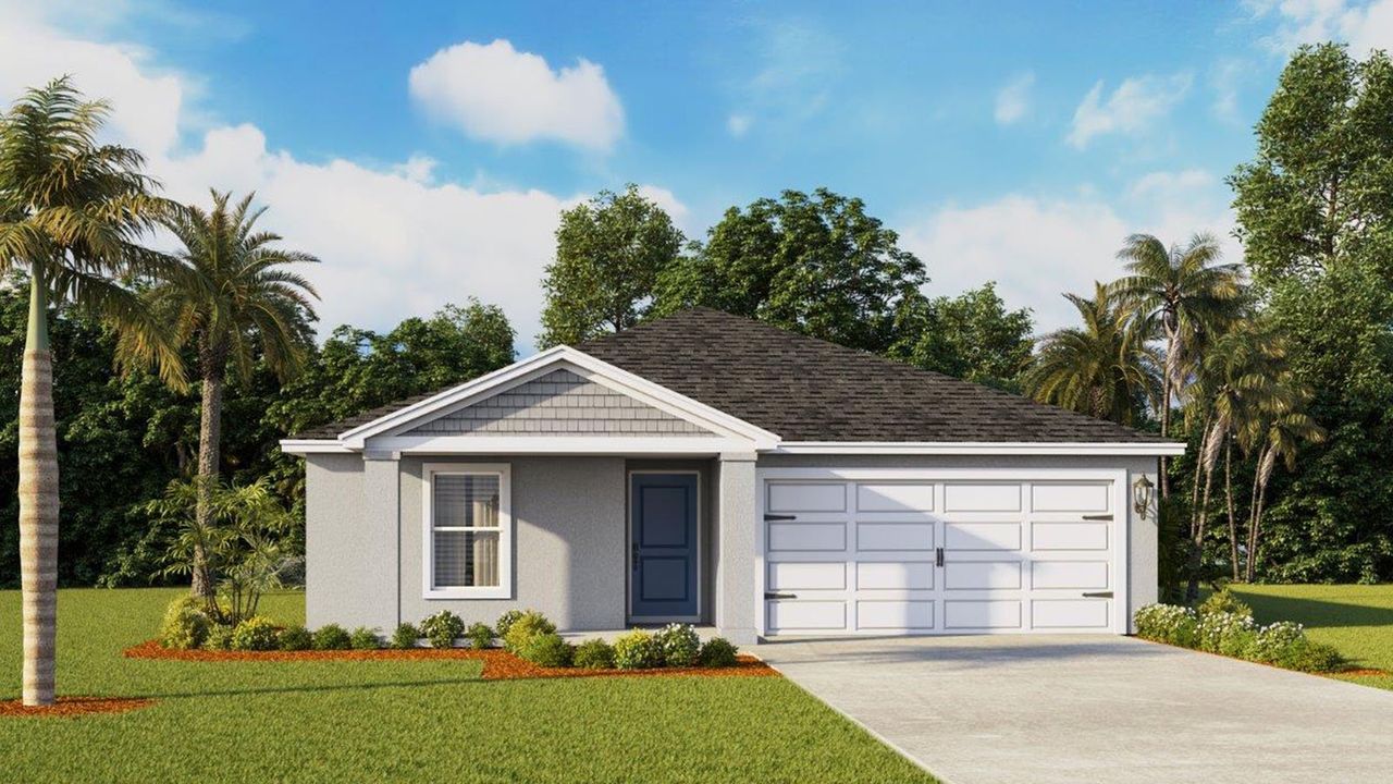 Front exterior of a new home in Willowbrook South, Winter Haven, FL, highlighting curb appeal (Image 2). Front exterior of a new home in Willowbrook South, Winter Haven, FL, highlighting curb appeal (Image 2).