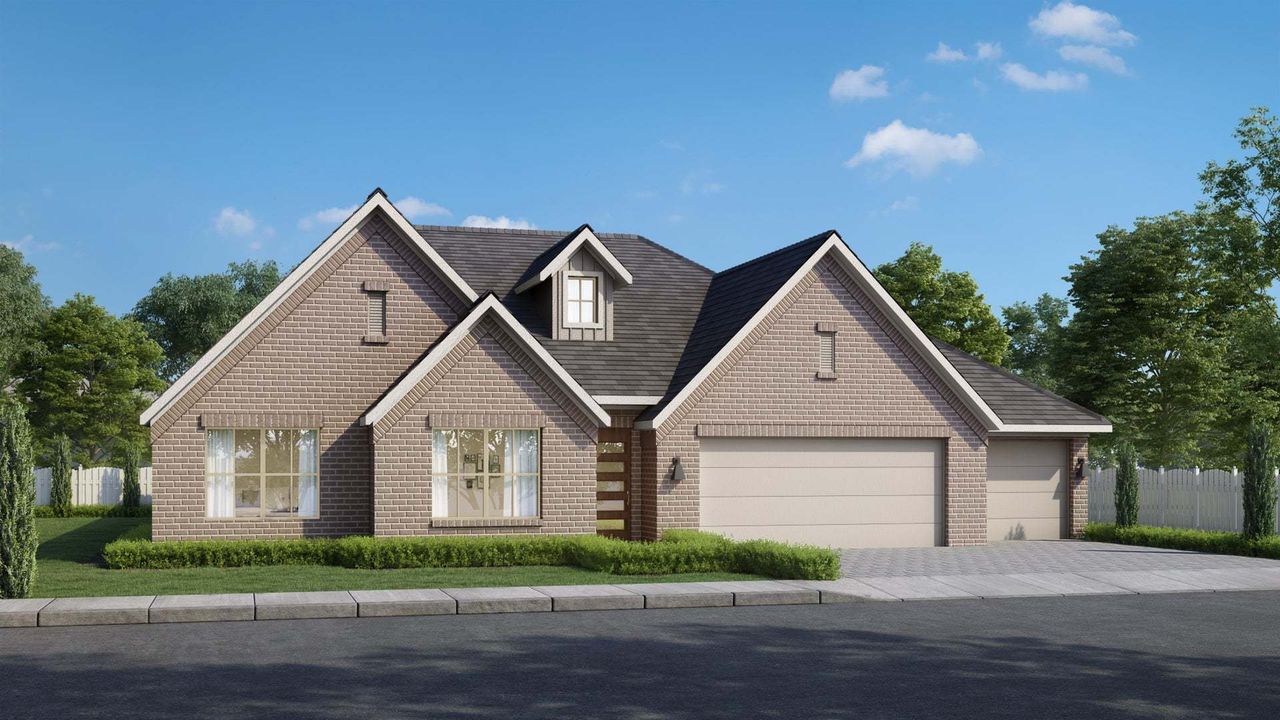 Representative exterior photo of a completed home built from the Zion by Centre Living Homes in Dove Hollow, Waxahachie, TX (Image 2). Representative exterior photo of a completed home built from the Zion by Centre Living Homes in Dove Hollow, Waxahachie, TX (Image 2).