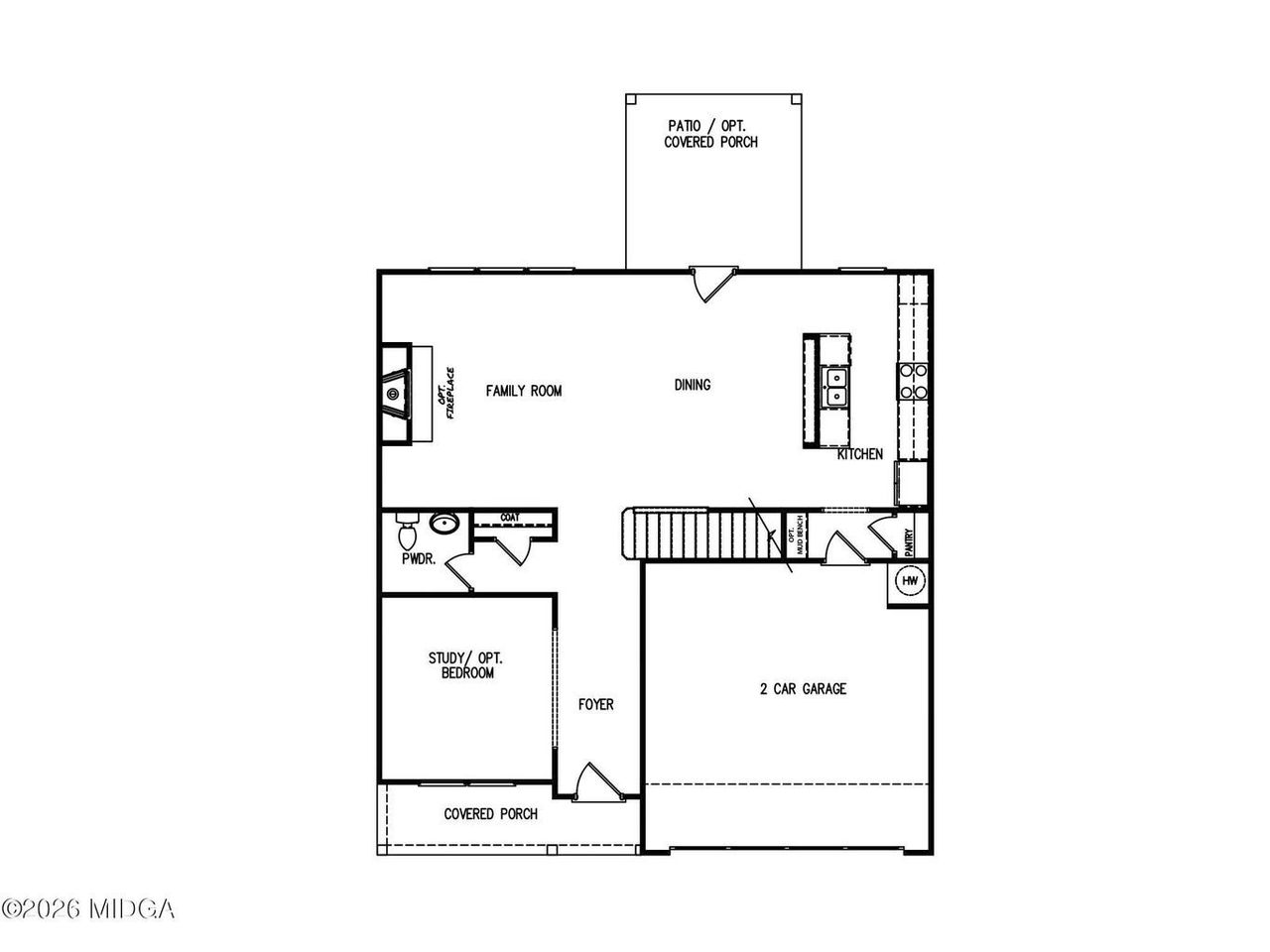 2D floor plan layout of this home in Langston Place, Perry, GA (Image 2).