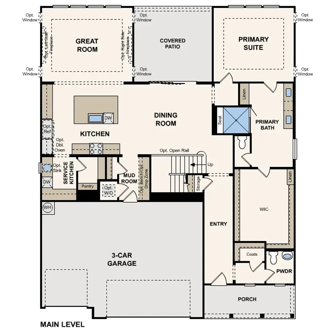 2D floor plan layout for the Silverlake - 3326 by Century Communities in Homestead, Schertz, TX (Image 2).