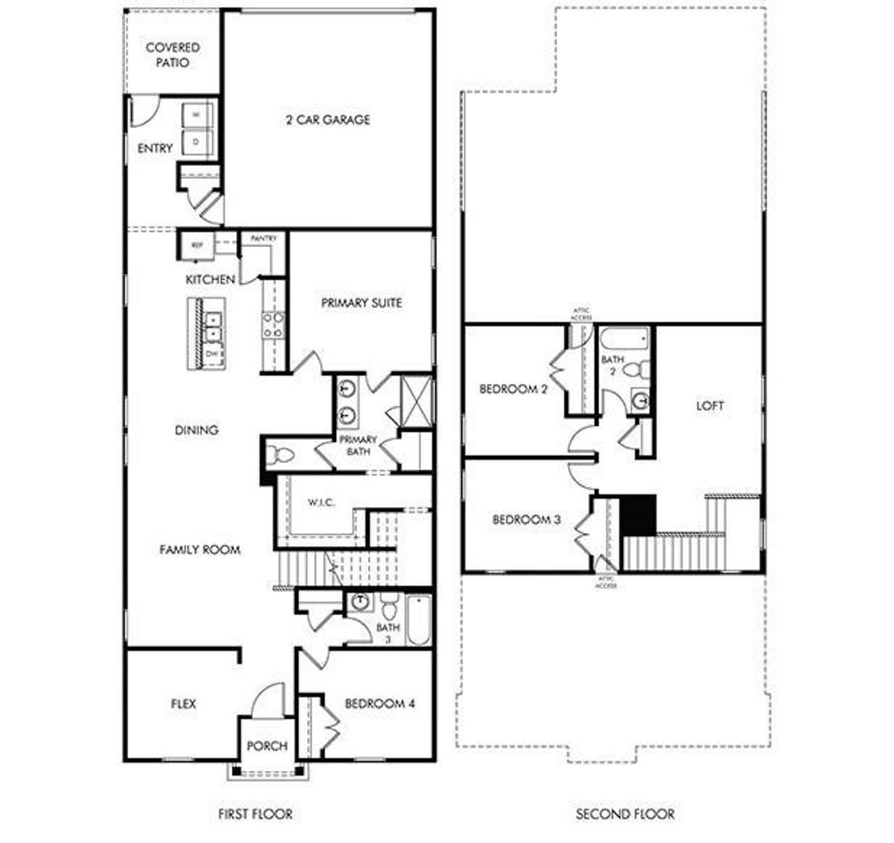 2D floor plan layout of this home in Cibolo Hills West - Spring Series, Fort Worth, TX (Image 2).